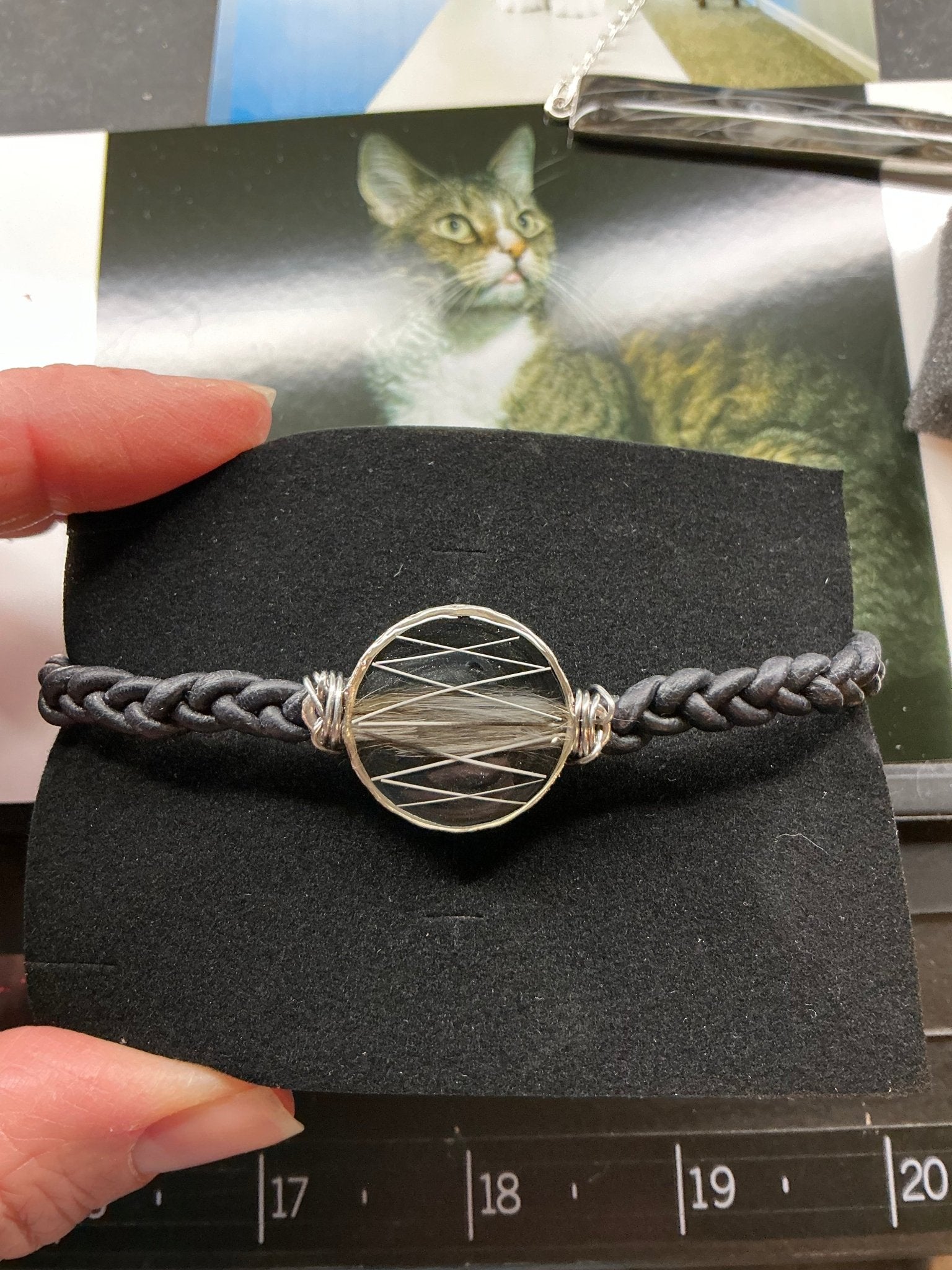 Braided Leather Pet Keepsake/Memorial Bracelet - Fallen Whiskers