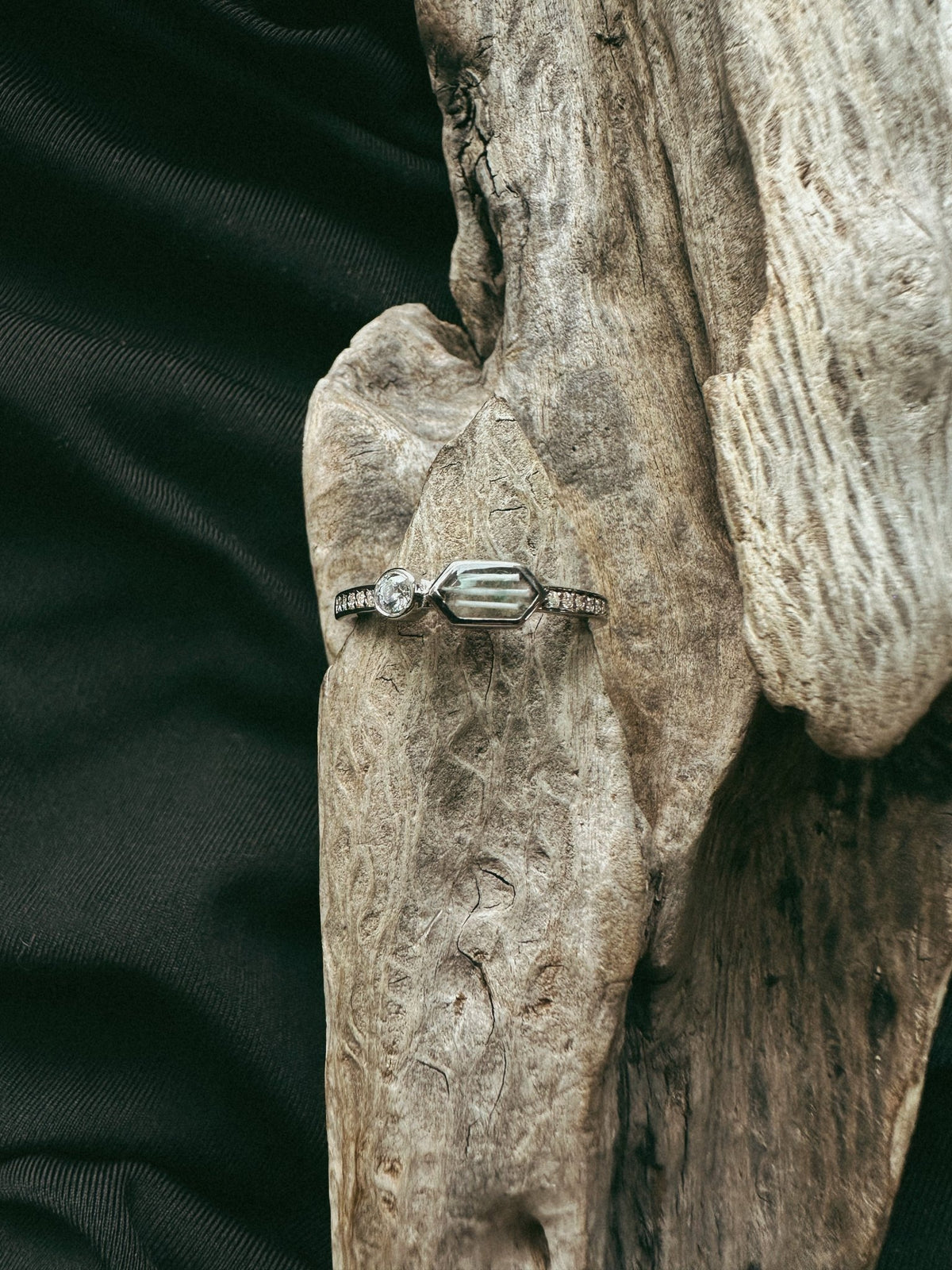 Dainty Hexagon and Stone Pet Keepsake/Memorial Ring - Fallen Whiskers Jewelry