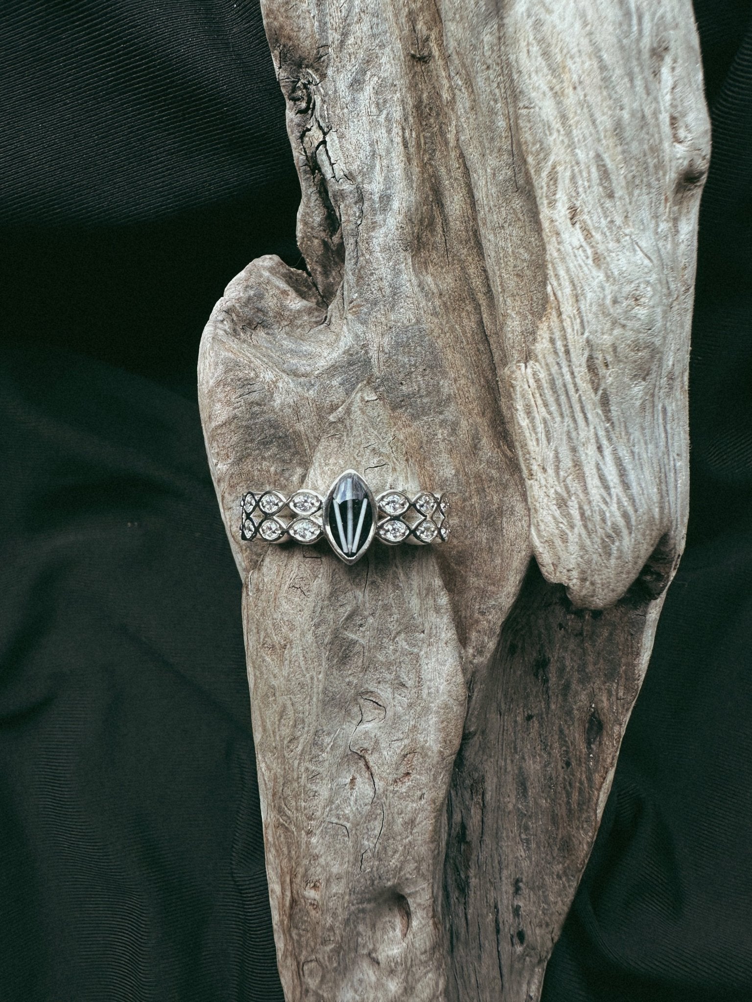 Double Marquise Band & CZ Pet Keepsake/Memorial Ring - Fallen Whiskers