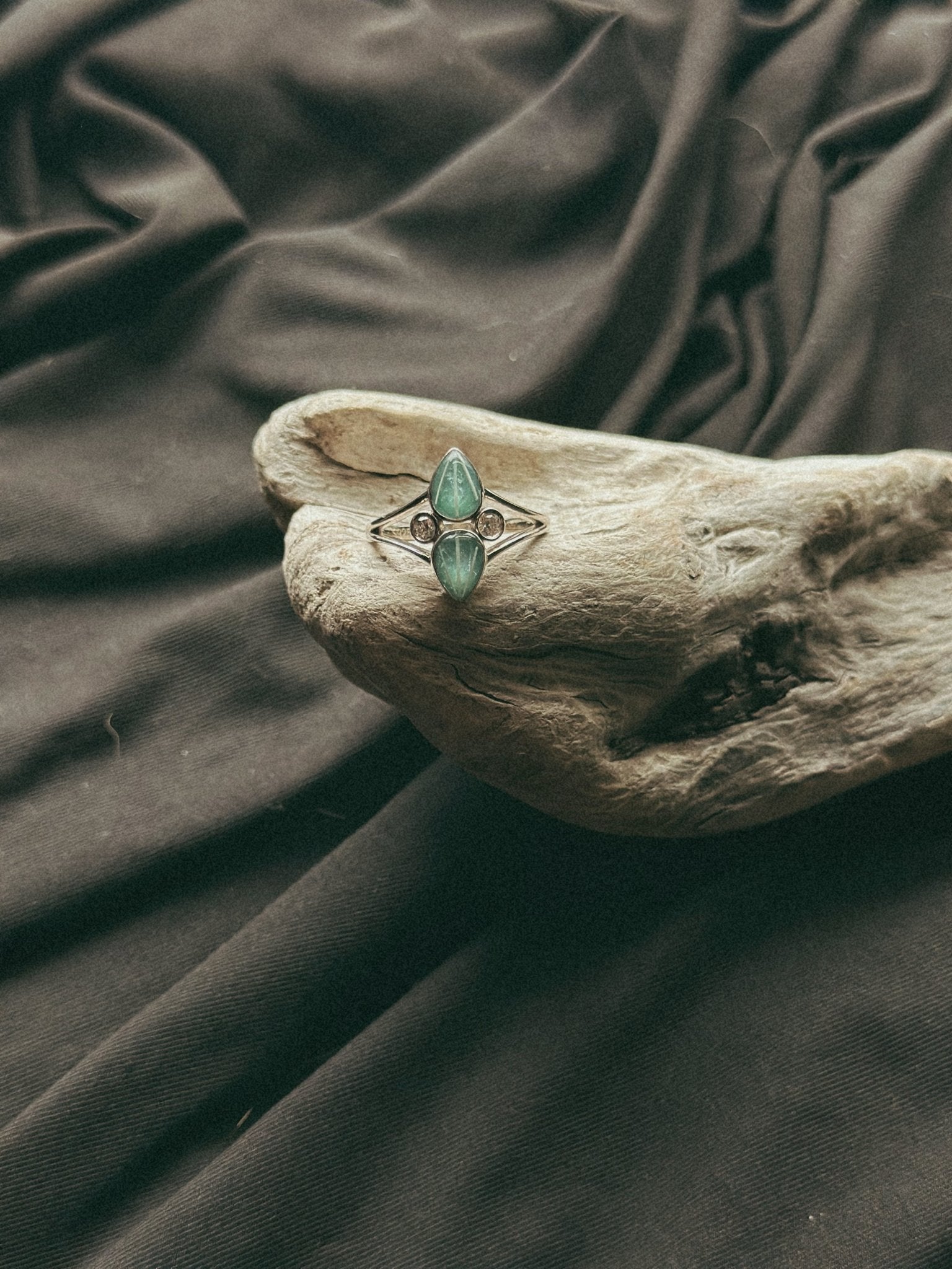 Double Teardrop & Stone Pet Keepsake/Memorial Ring - Fallen Whiskers