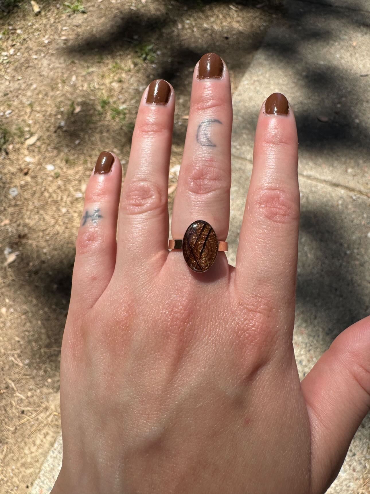 Gold Filled Oval Flat Band Pet Keepsake/Memorial Ring - Fallen Whiskers