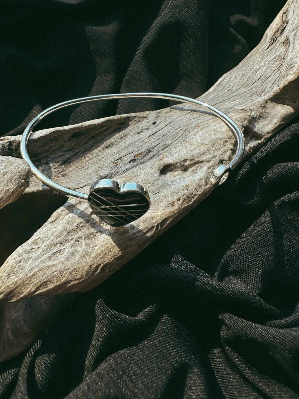 Heart & CZ Pet Keepsake/Memorial Bangle - Fallen Whiskers Jewelry