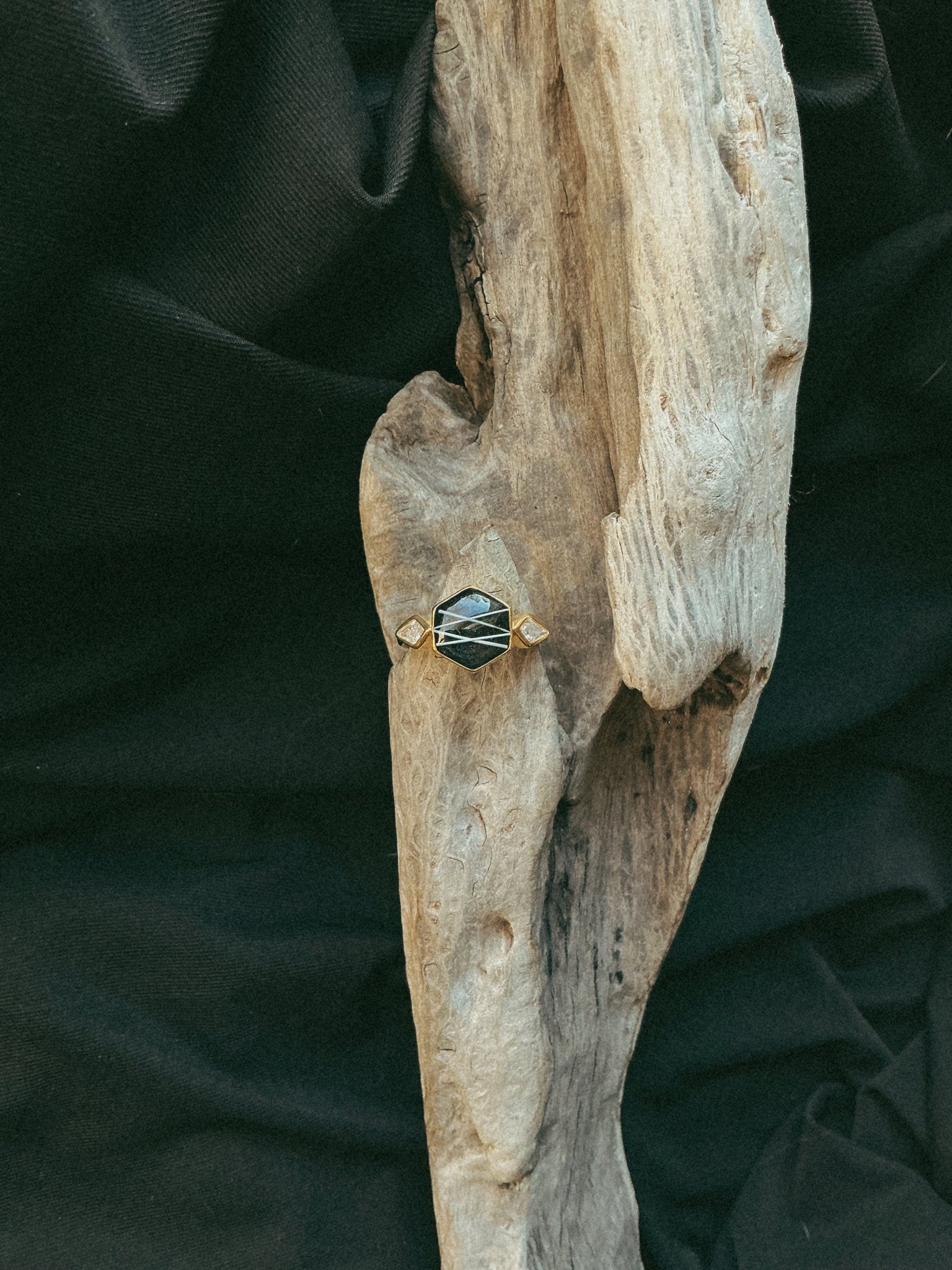 Hexagon Pet Keepsake/Memorial Ring - Fallen Whiskers