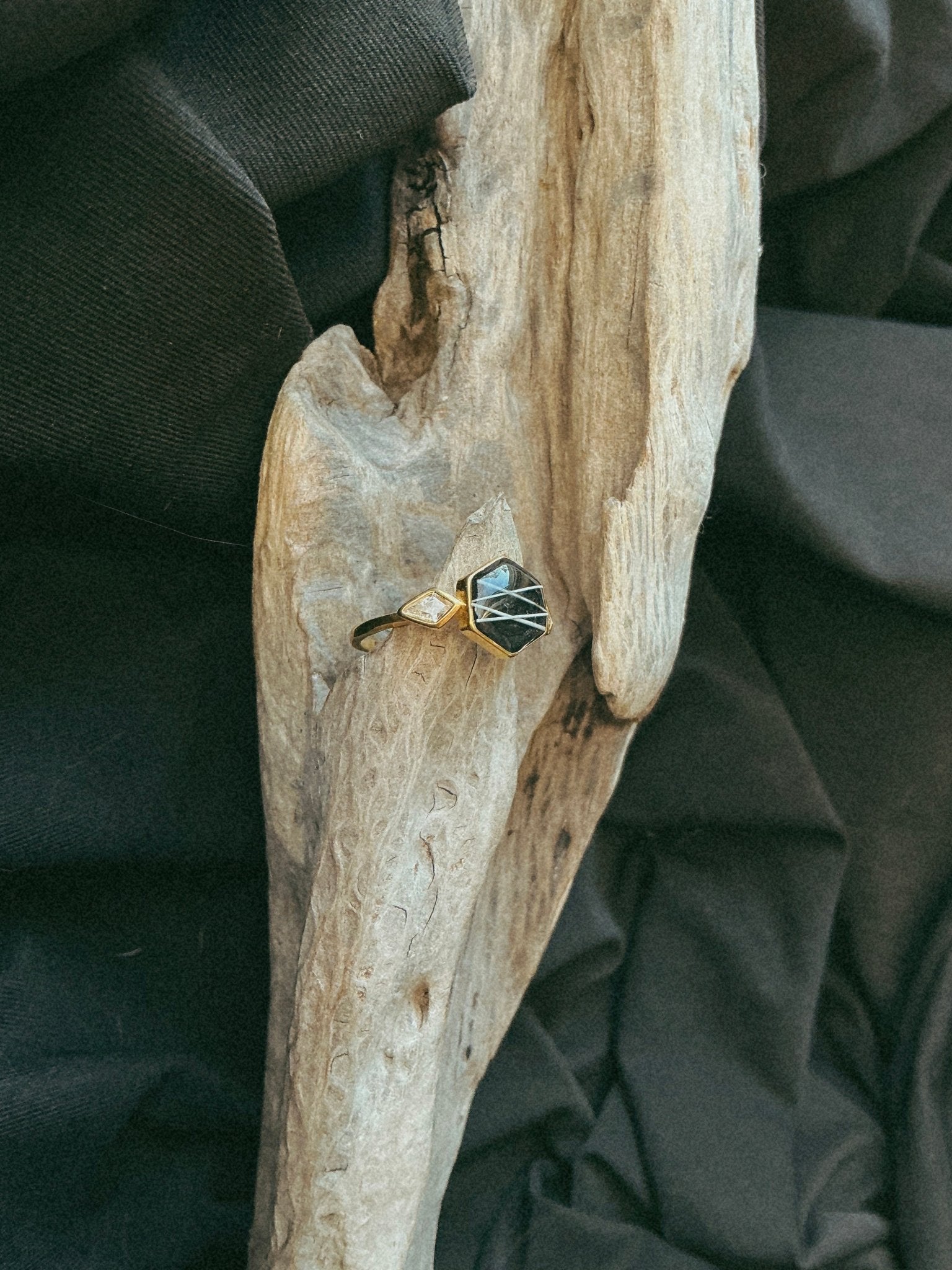 Hexagon Pet Keepsake/Memorial Ring - Fallen Whiskers