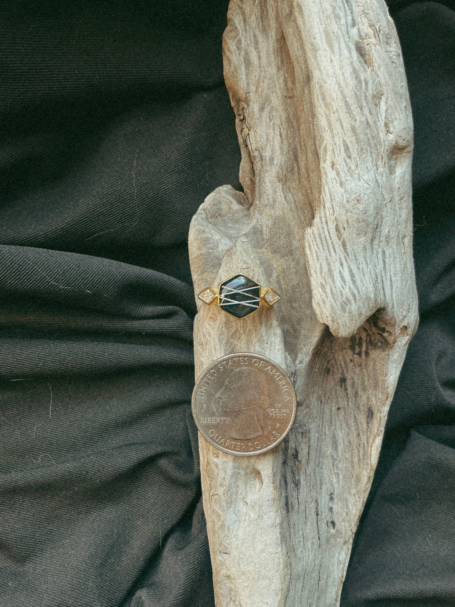 Hexagon Pet Keepsake/Memorial Ring - Fallen Whiskers