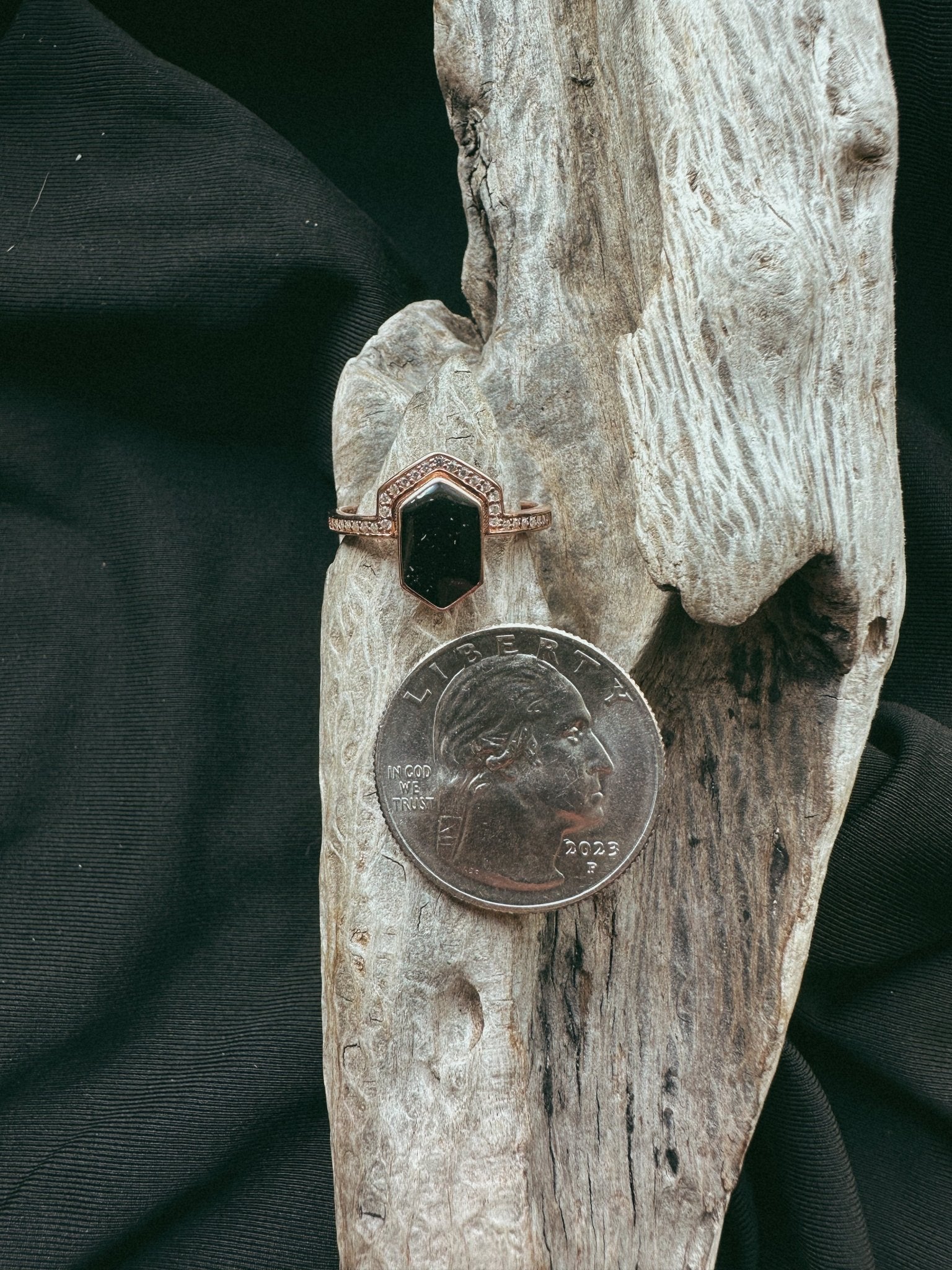 Hexagon & Stone Crown Pet Keepsake/Memorial Ring - Fallen Whiskers