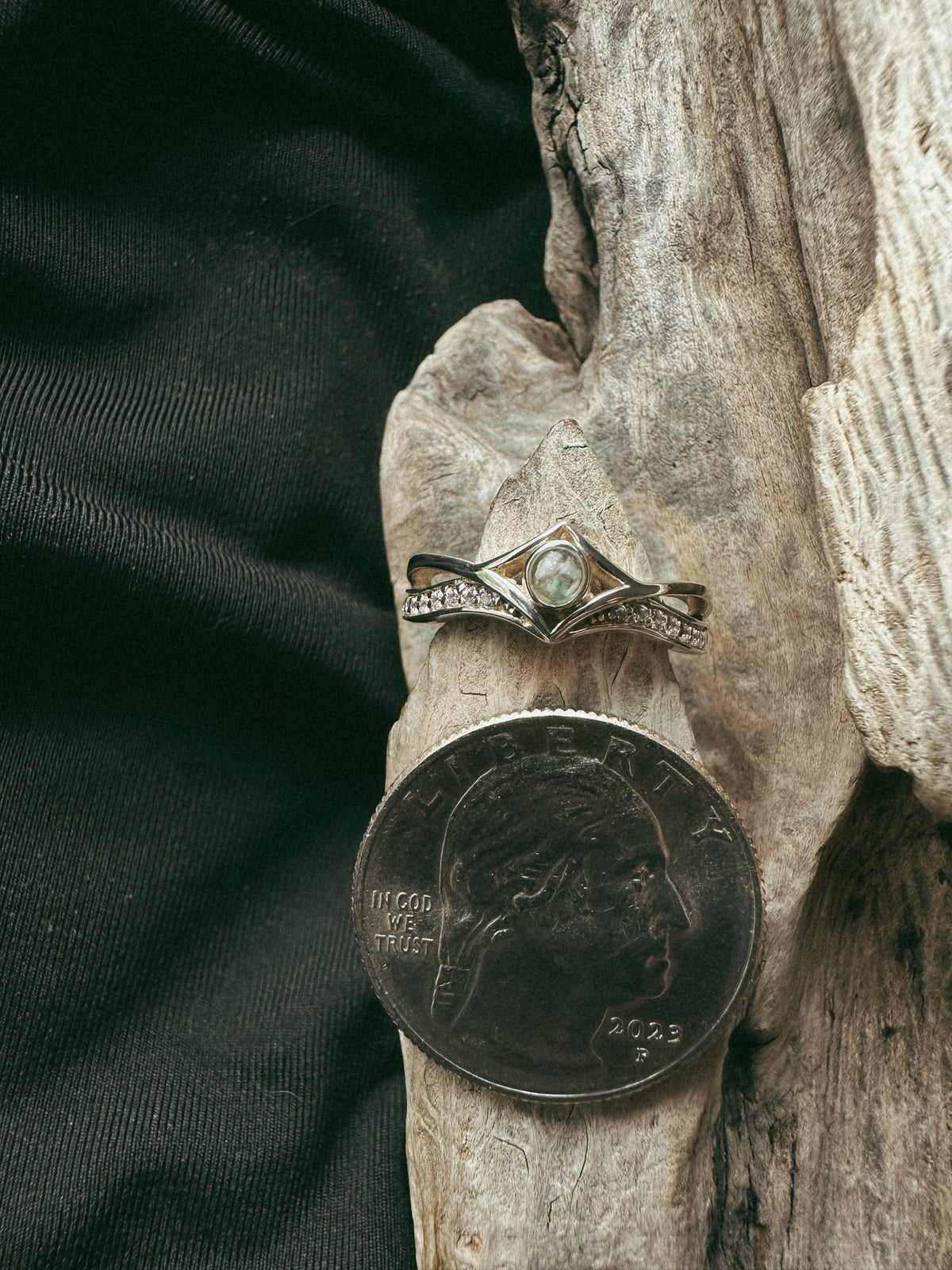 Inverted Wishbone Cremains Pet Memorial Ring - Fallen Whiskers Jewelry