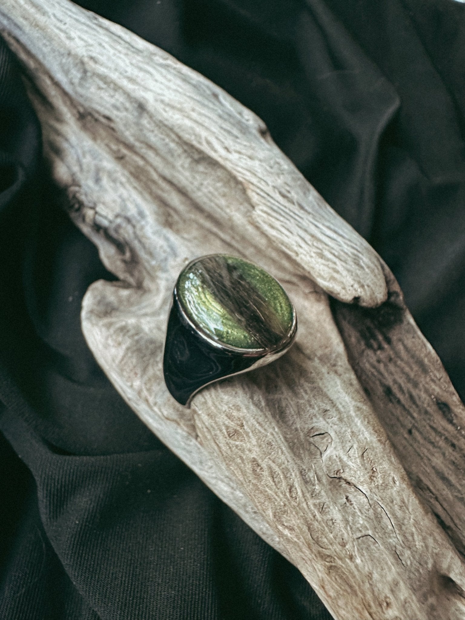Large Oval Stainless Steel Signet Pet Keepsake/Memorial Ring - Fallen Whiskers