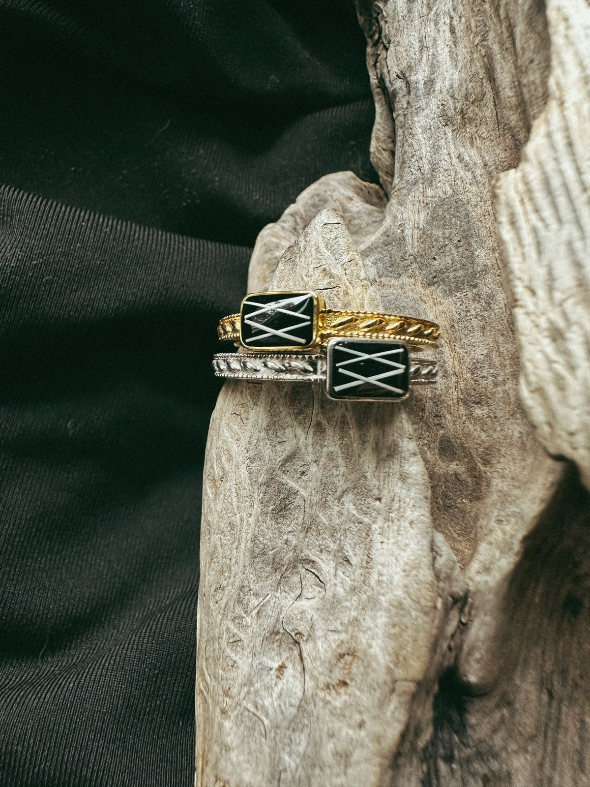 Rectangle and Textured Band Keepsake/Memorial Ring - Fallen Whiskers Jewelry