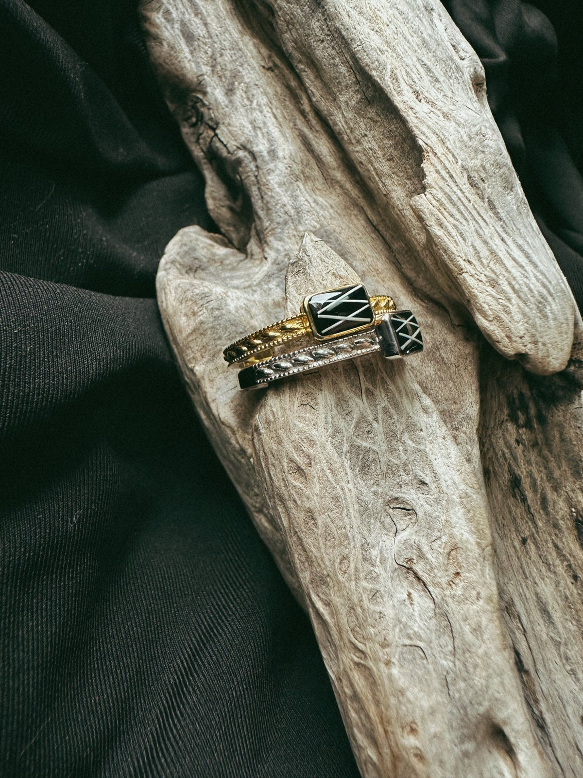 Rectangle and Textured Band Keepsake/Memorial Ring - Fallen Whiskers Jewelry