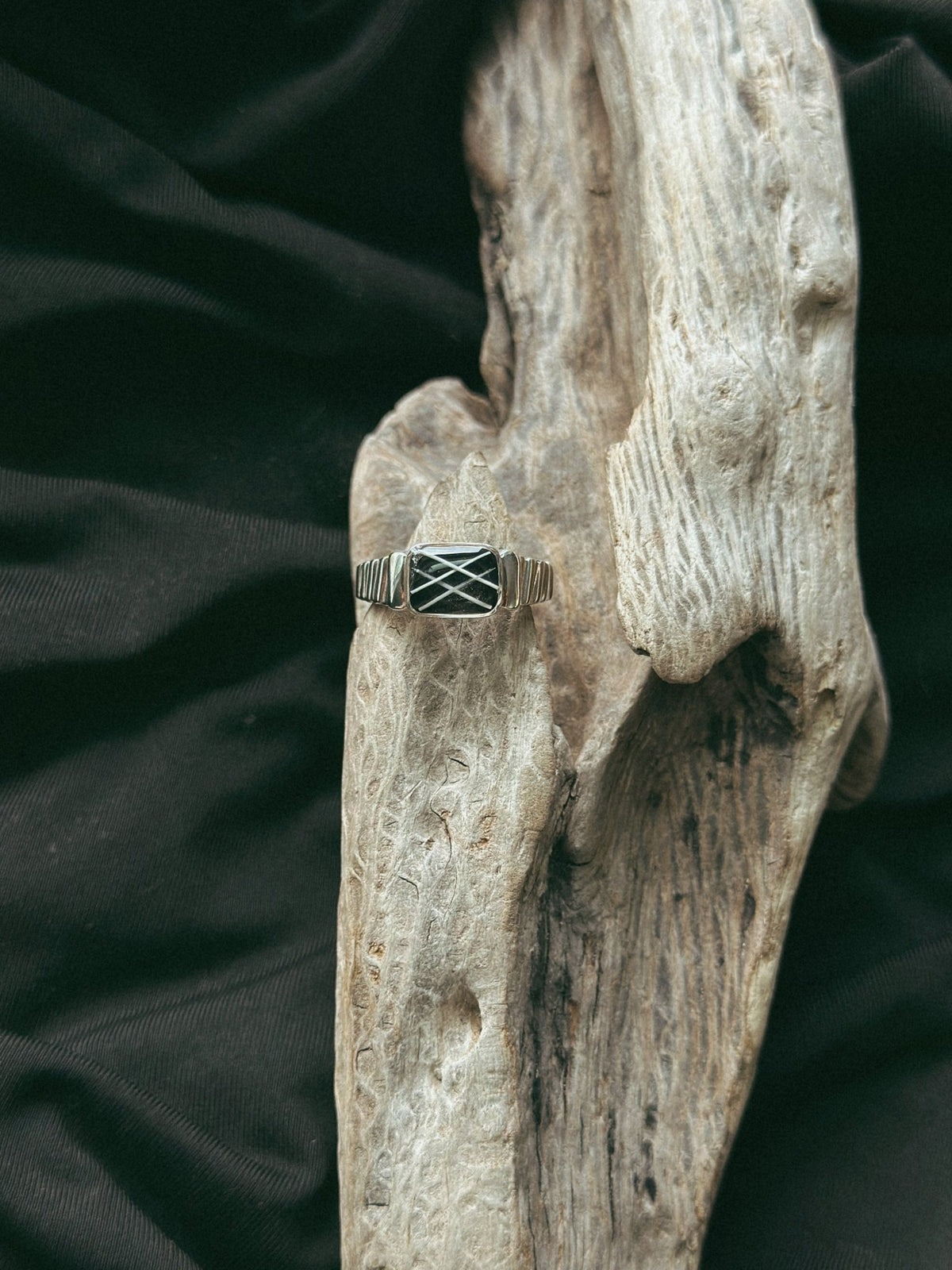 Rectangle Fluted Band Keepsake/Memorial Ring - Fallen Whiskers Jewelry
