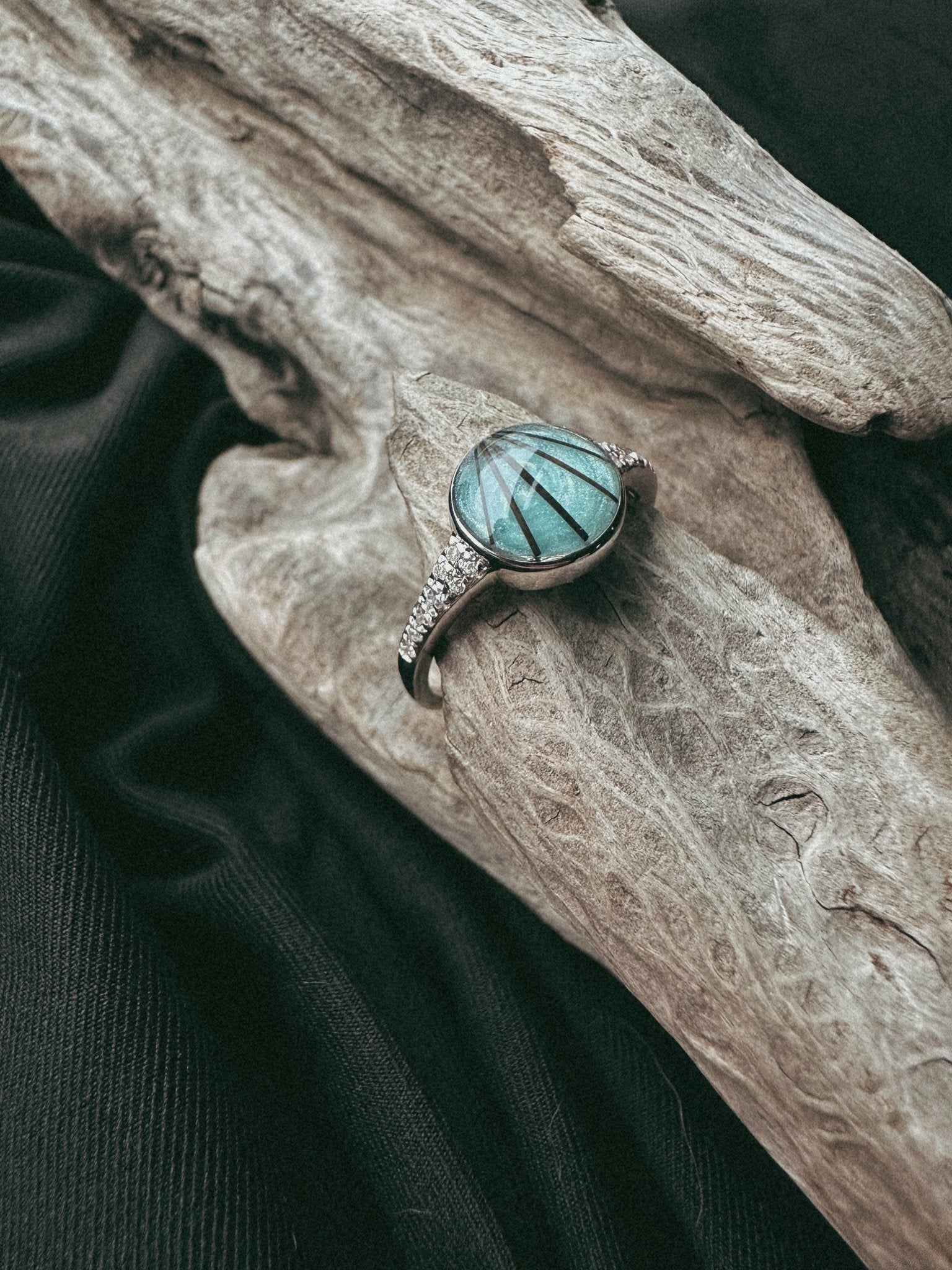 Round CZ Stone Sterling Silver Pet Keepsake/Memorial Ring - Fallen Whiskers