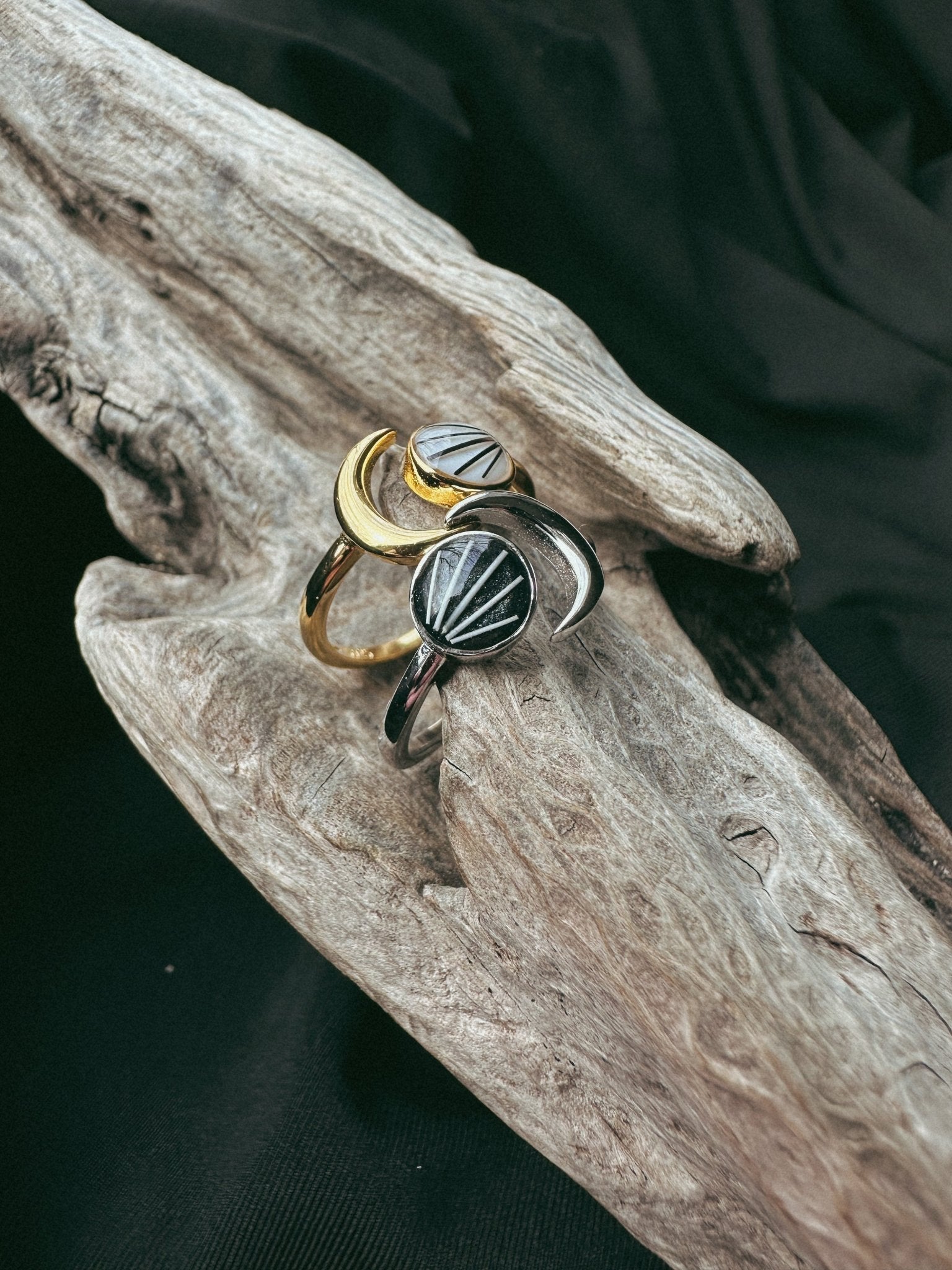 Sterling Silver Adjustable Crescent Moon Pet Keepsake/Memorial Ring - Fallen Whiskers