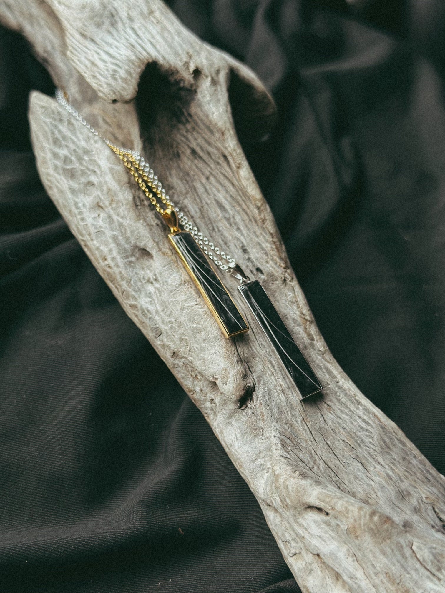 Sterling Silver Gold Plated Thin Vertical Bar Pet Keepsake/Memorial Pendant - Fallen Whiskers