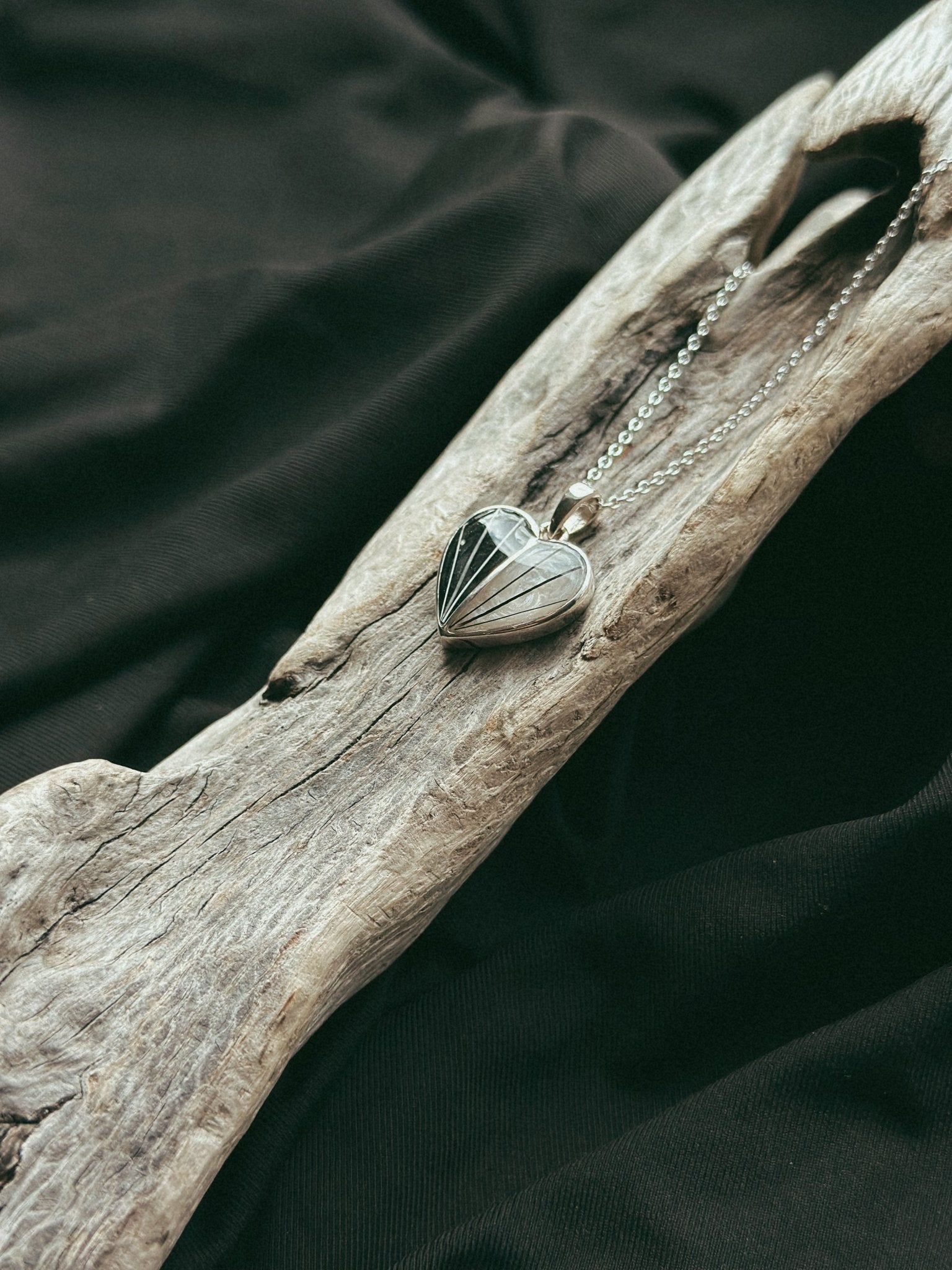 Sterling Silver Split Heart Pet Keepsake/Memorial Pendant - Fallen Whiskers