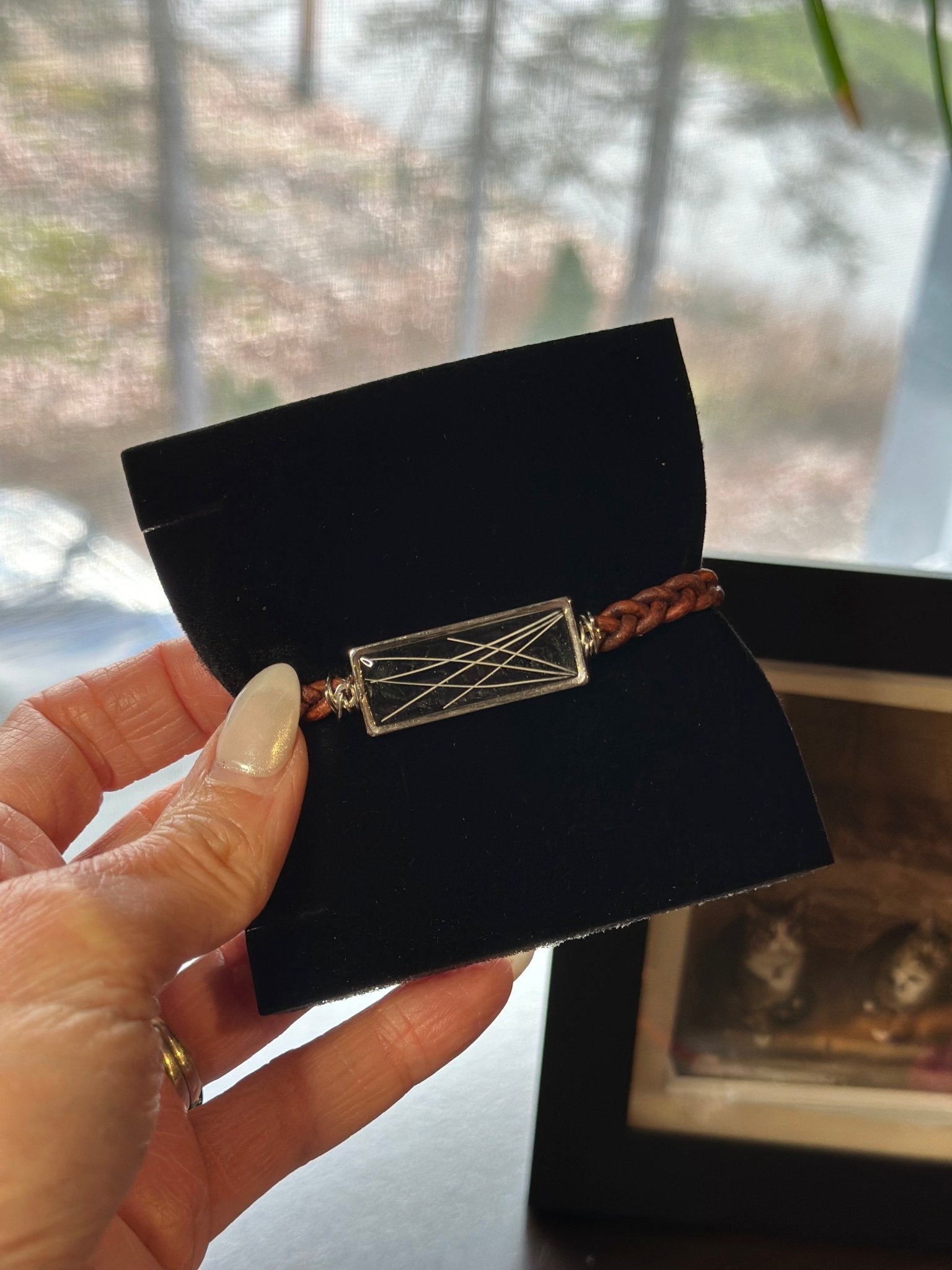 Braided Leather Pet Keepsake/Memorial Bracelet - Fallen Whiskers