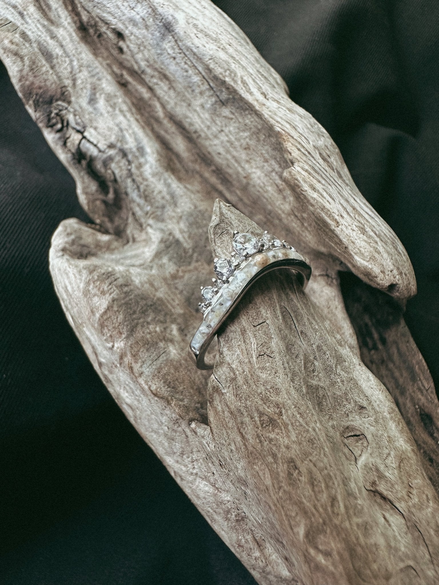 Crown Stacker Cremains Pet Keepsake/Memorial Ring - Fallen Whiskers