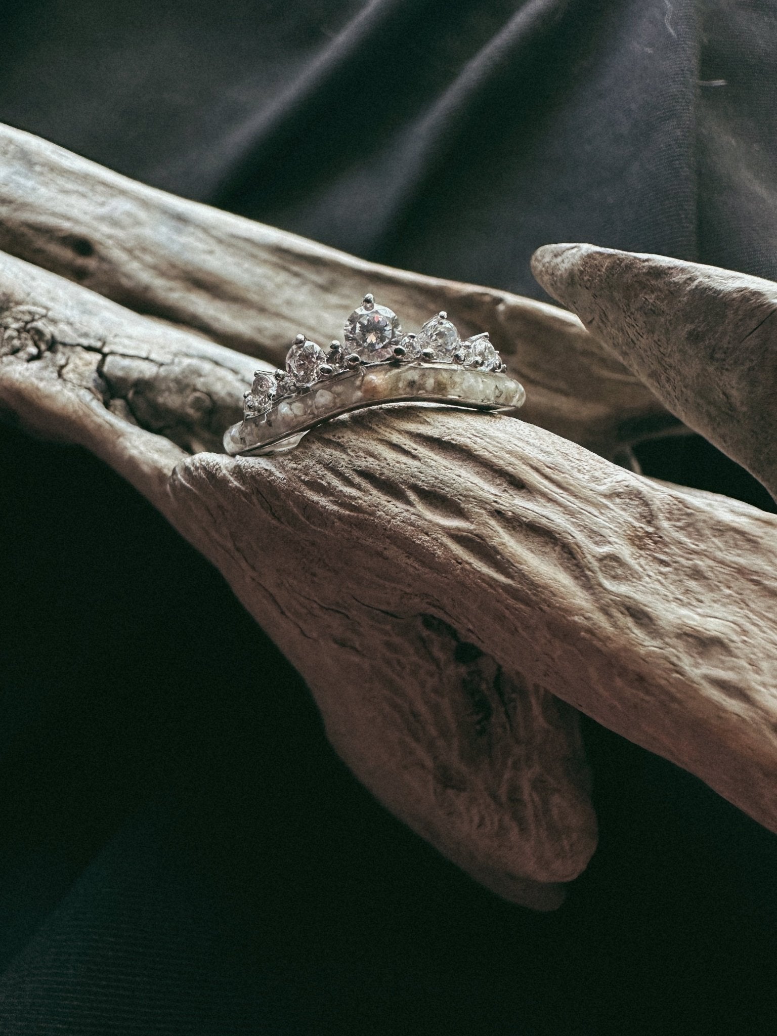 Crown Stacker Cremains Pet Keepsake/Memorial Ring - Fallen Whiskers