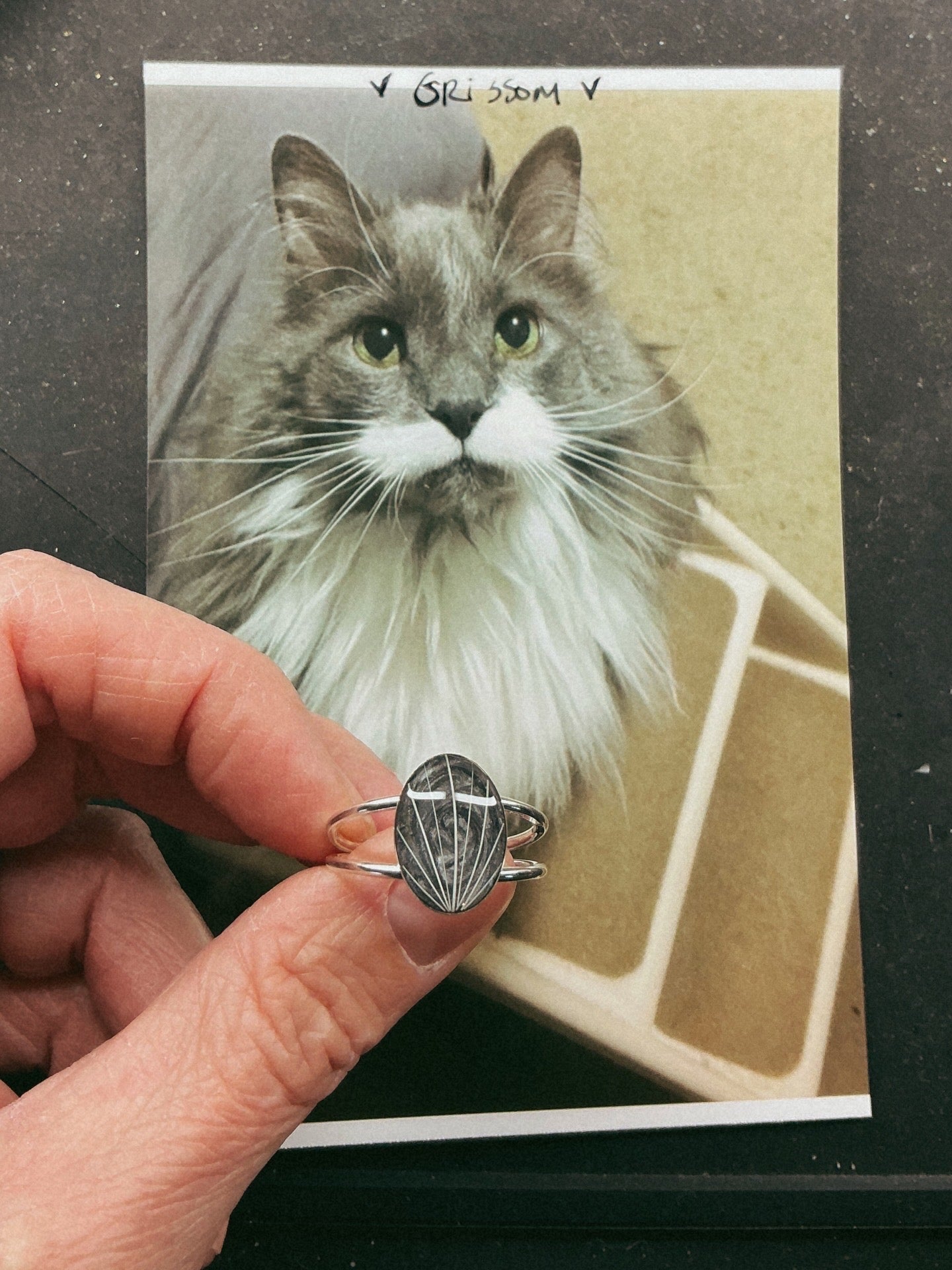 Double Banded Oval Pet Keepsake/Memorial Rings - Fallen Whiskers