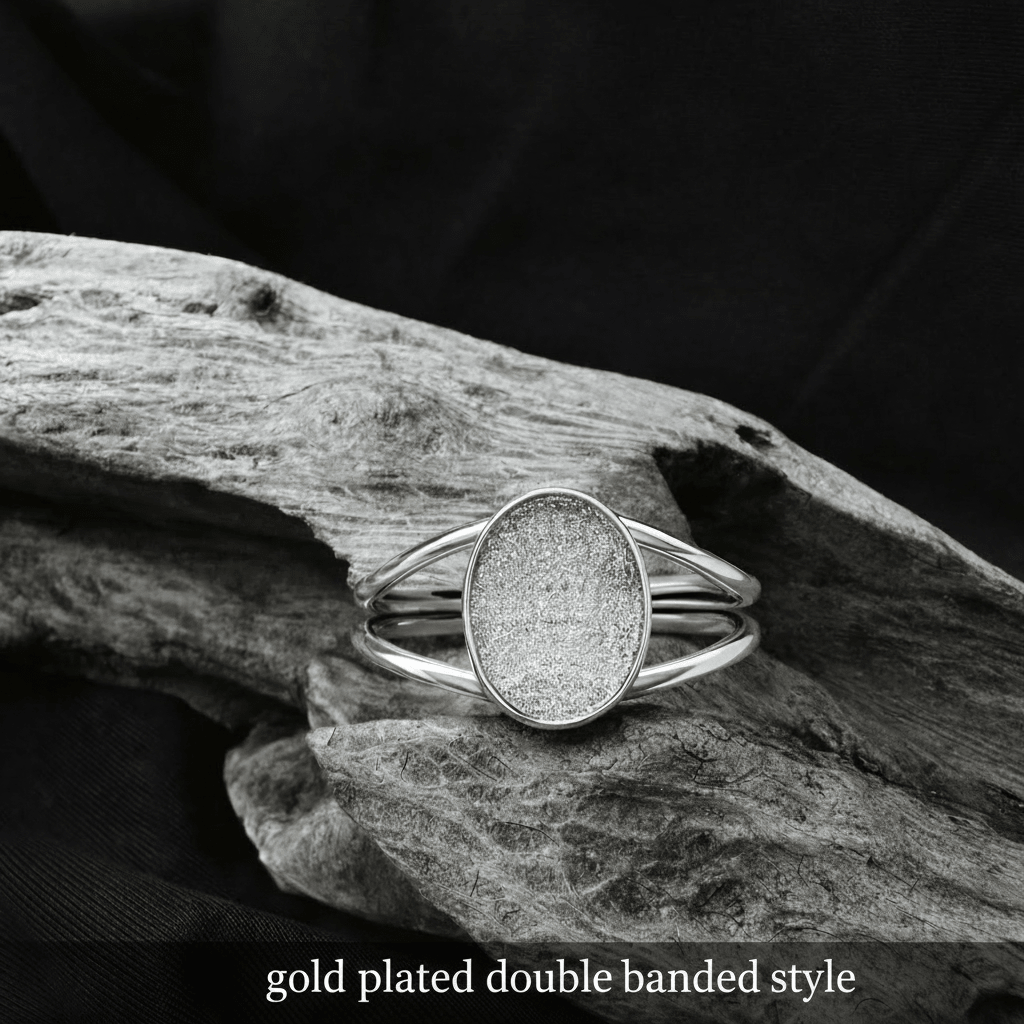 Double Banded Oval Pet Keepsake/Memorial Rings - Fallen Whiskers