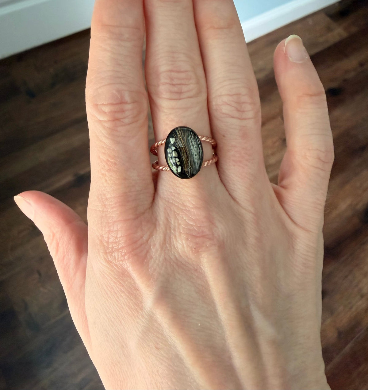 Gold Filled Oval Twisted Double Banded Pet Keepsake/Memorial Ring - Fallen Whiskers Jewelry