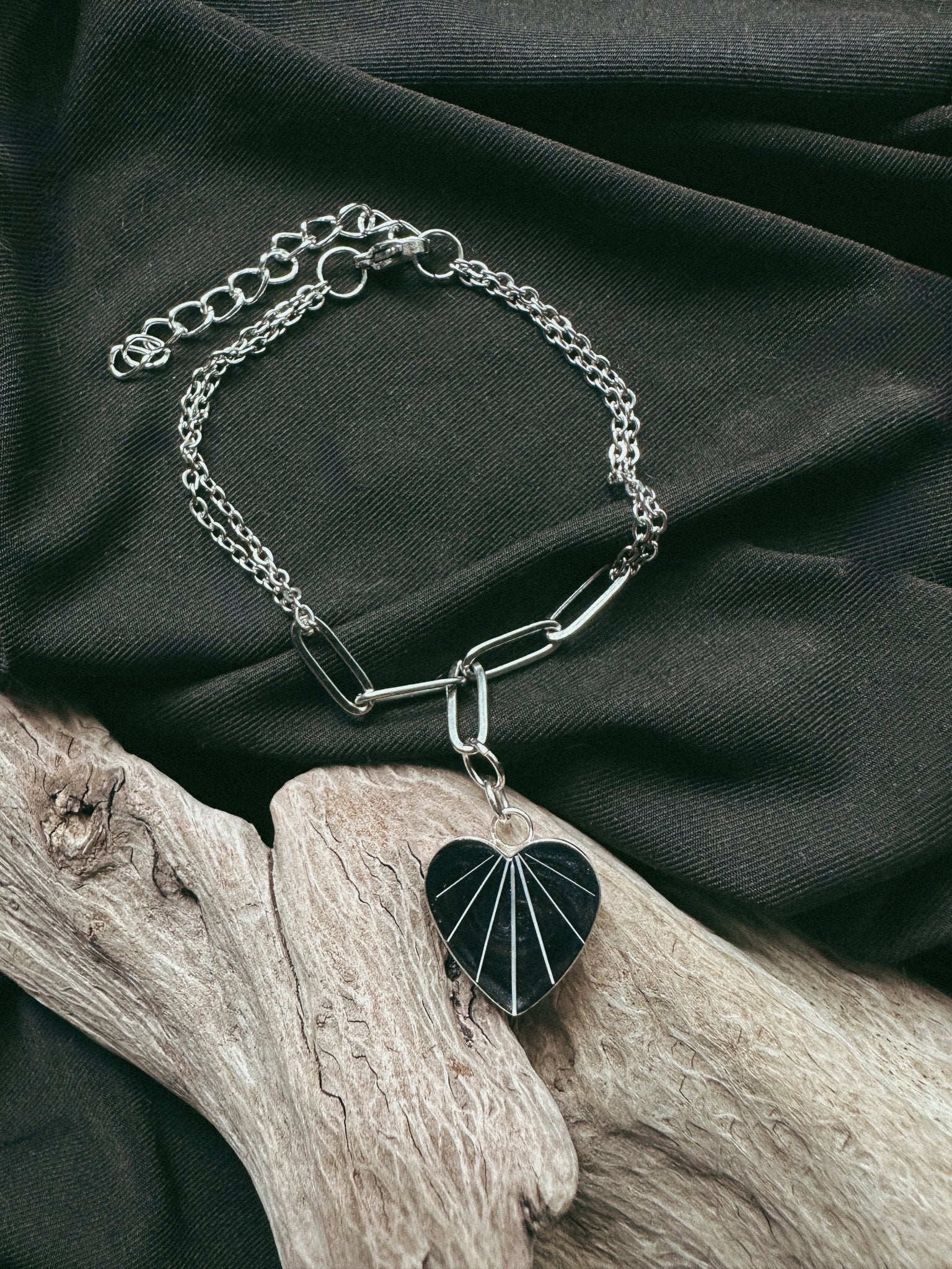 Heart Charm and Paperclip Link Pet Keepsake/Memorial Bracelet - Fallen Whiskers