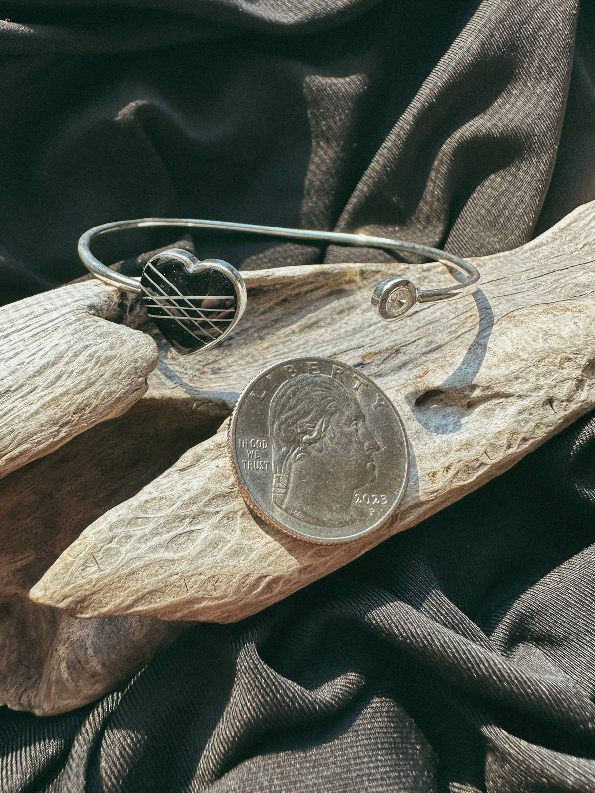 Heart & CZ Pet Keepsake/Memorial Bangle - Fallen Whiskers Jewelry