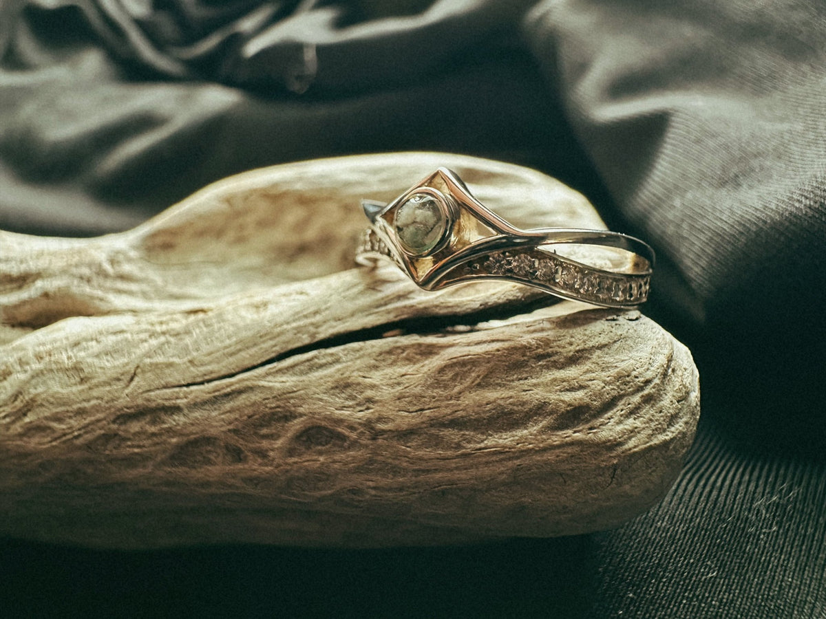 Inverted Wishbone Cremains Pet Memorial Ring - Fallen Whiskers Jewelry
