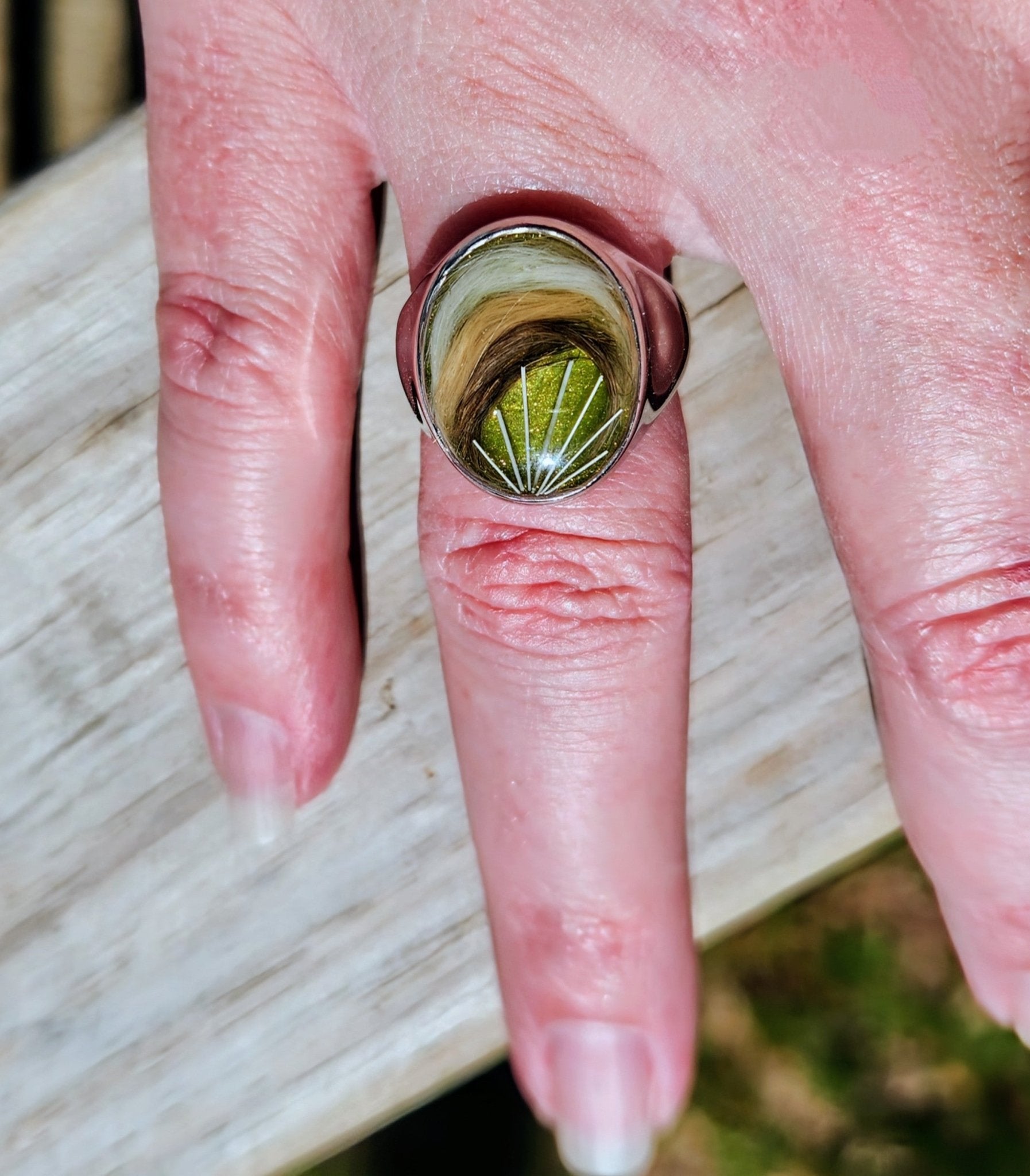 Large Oval Stainless Steel Signet Pet Keepsake/Memorial Ring - Fallen Whiskers