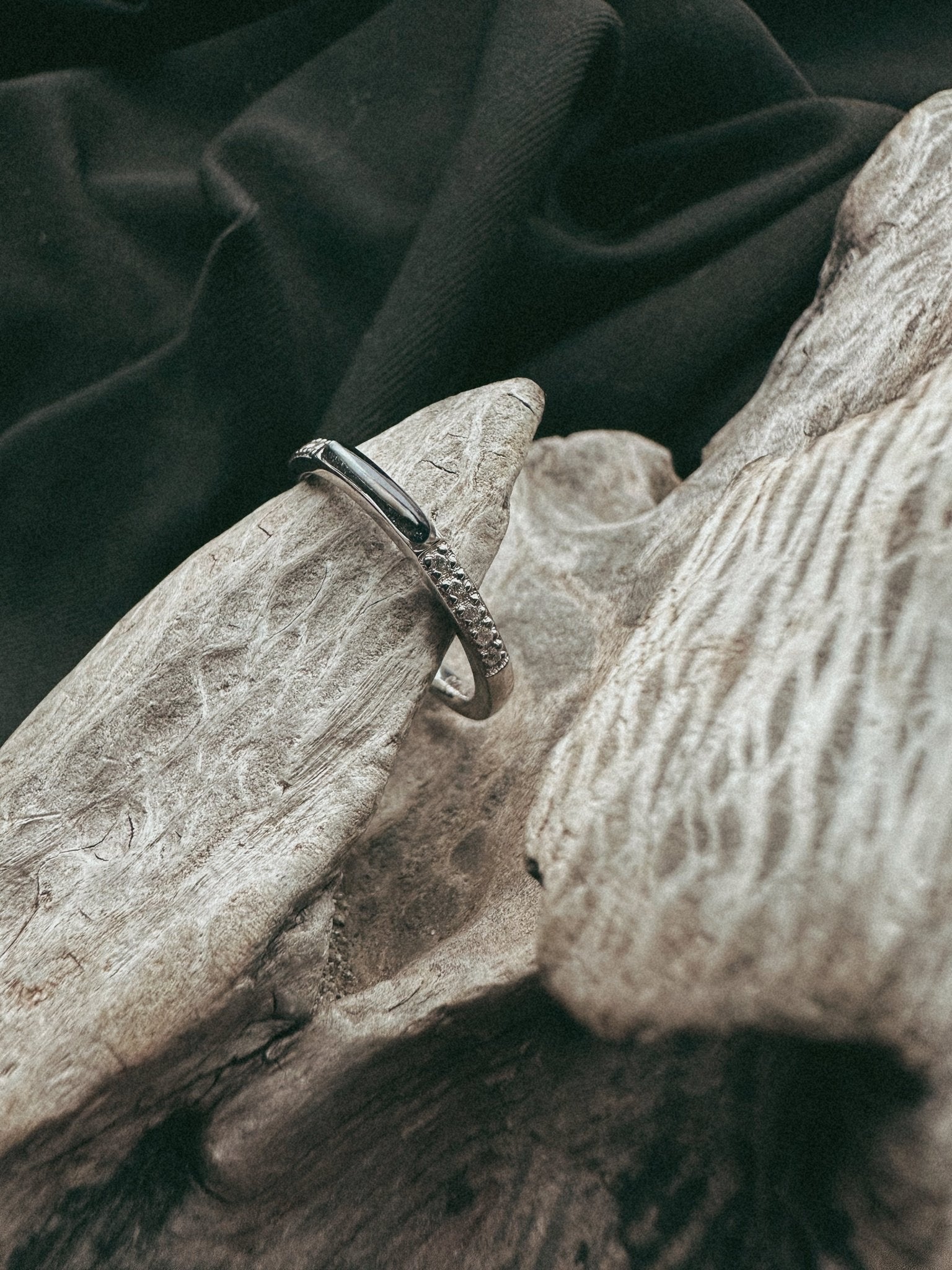 Minimal Band & Stone Pet Keepsake/Memorial Ring - Fallen Whiskers