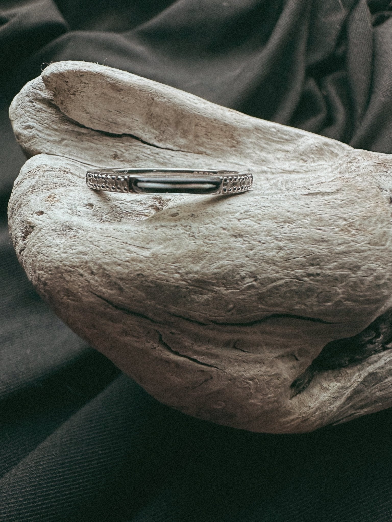 Minimal Band & Stone Pet Keepsake/Memorial Ring - Fallen Whiskers