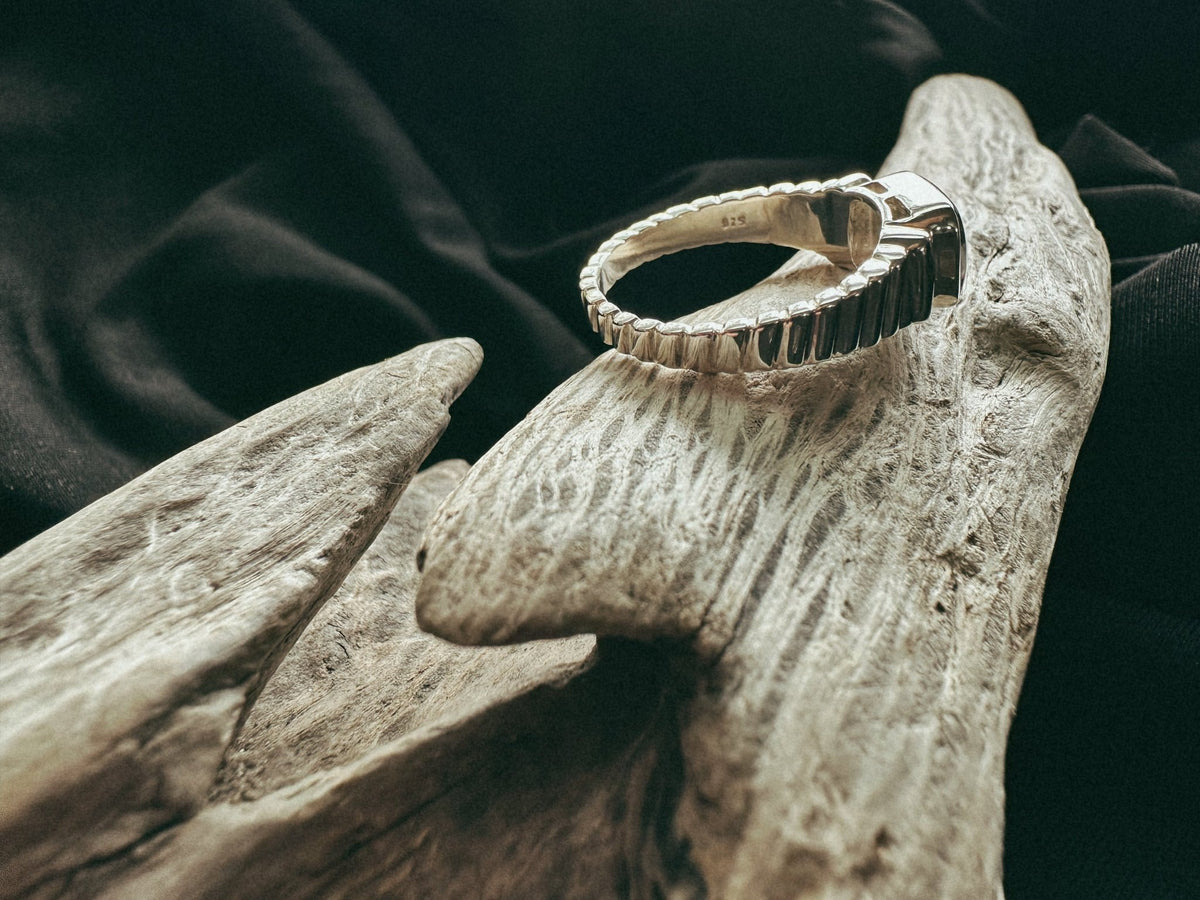 Rectangle Fluted Band Keepsake/Memorial Ring - Fallen Whiskers Jewelry