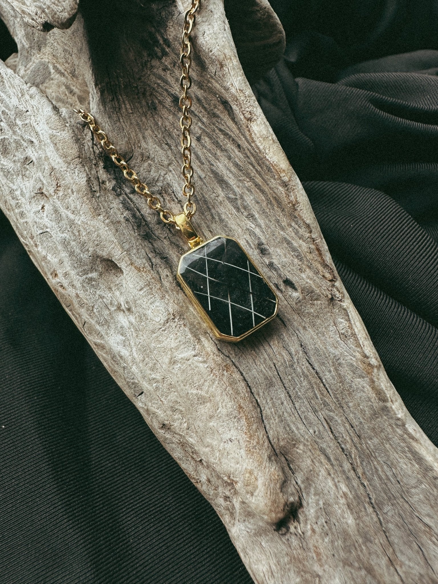 Rectangle Gold Plated Pet Keepsake/Memorial Pendant - Fallen Whiskers
