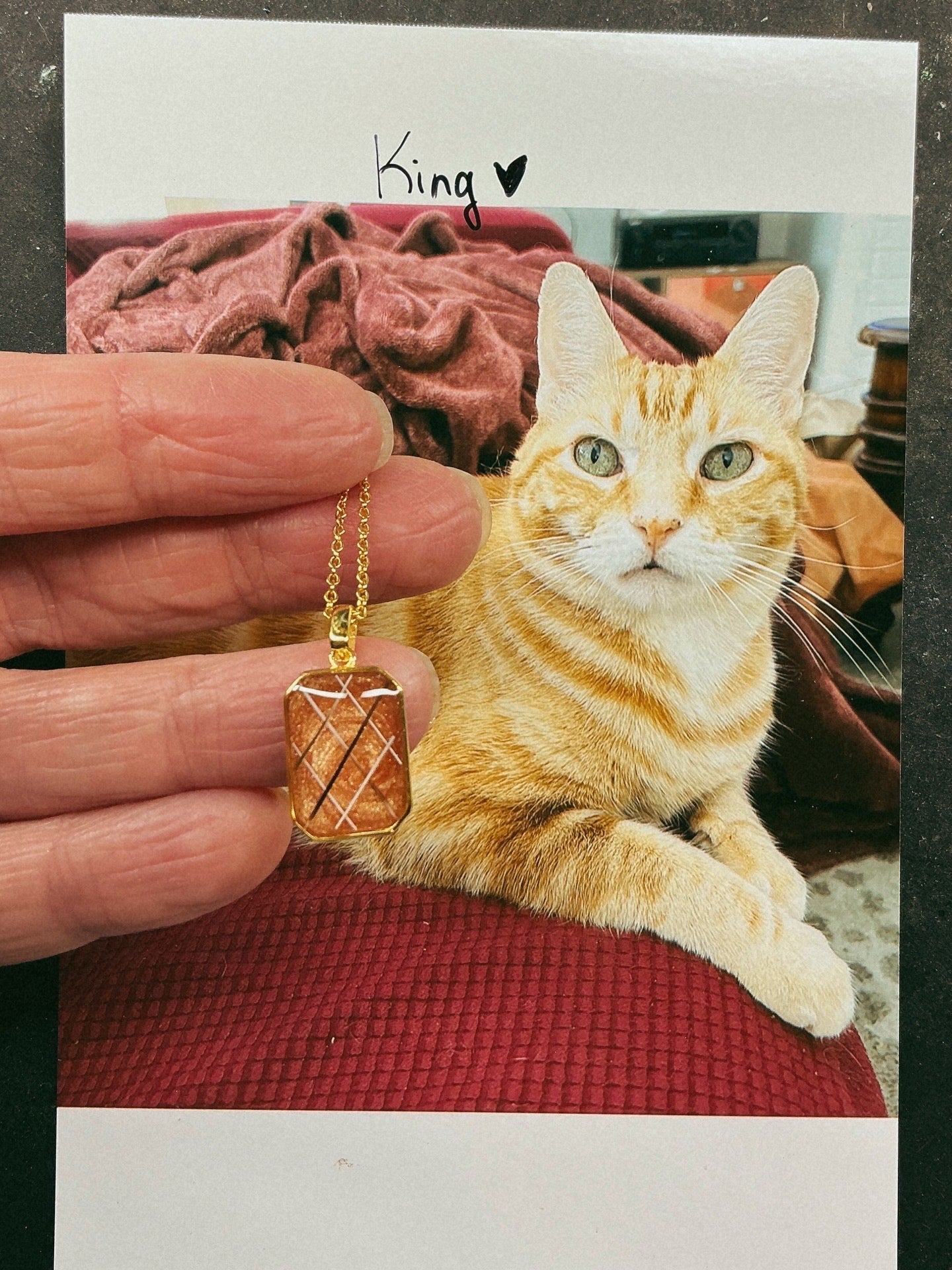 Rectangle Gold Plated Pet Keepsake/Memorial Pendant - Fallen Whiskers