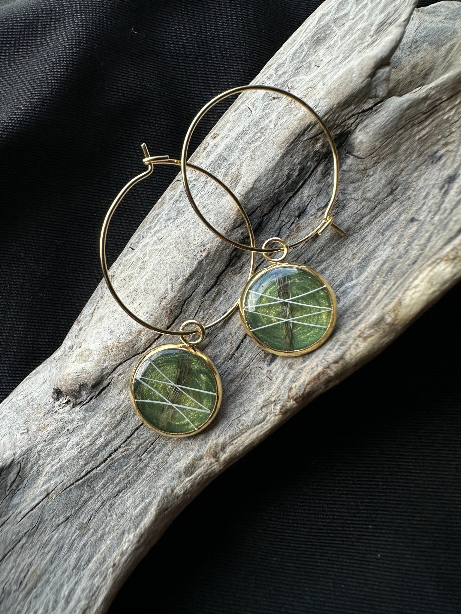 Round Gold Plated Pet Keepsake/Memorial Hoop Earrings - Fallen Whiskers