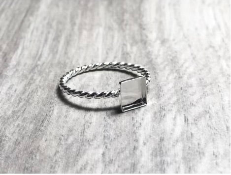 Square Sterling Silver Pet Keepsake/Memorial Ring - Fallen Whiskers