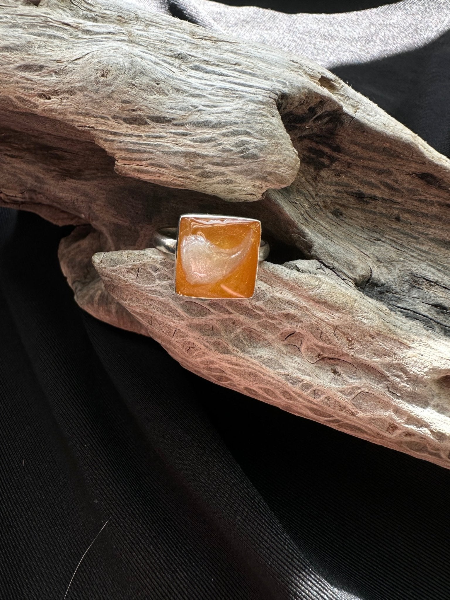 Square Sterling Silver Pet Keepsake/Memorial Ring - Fallen Whiskers