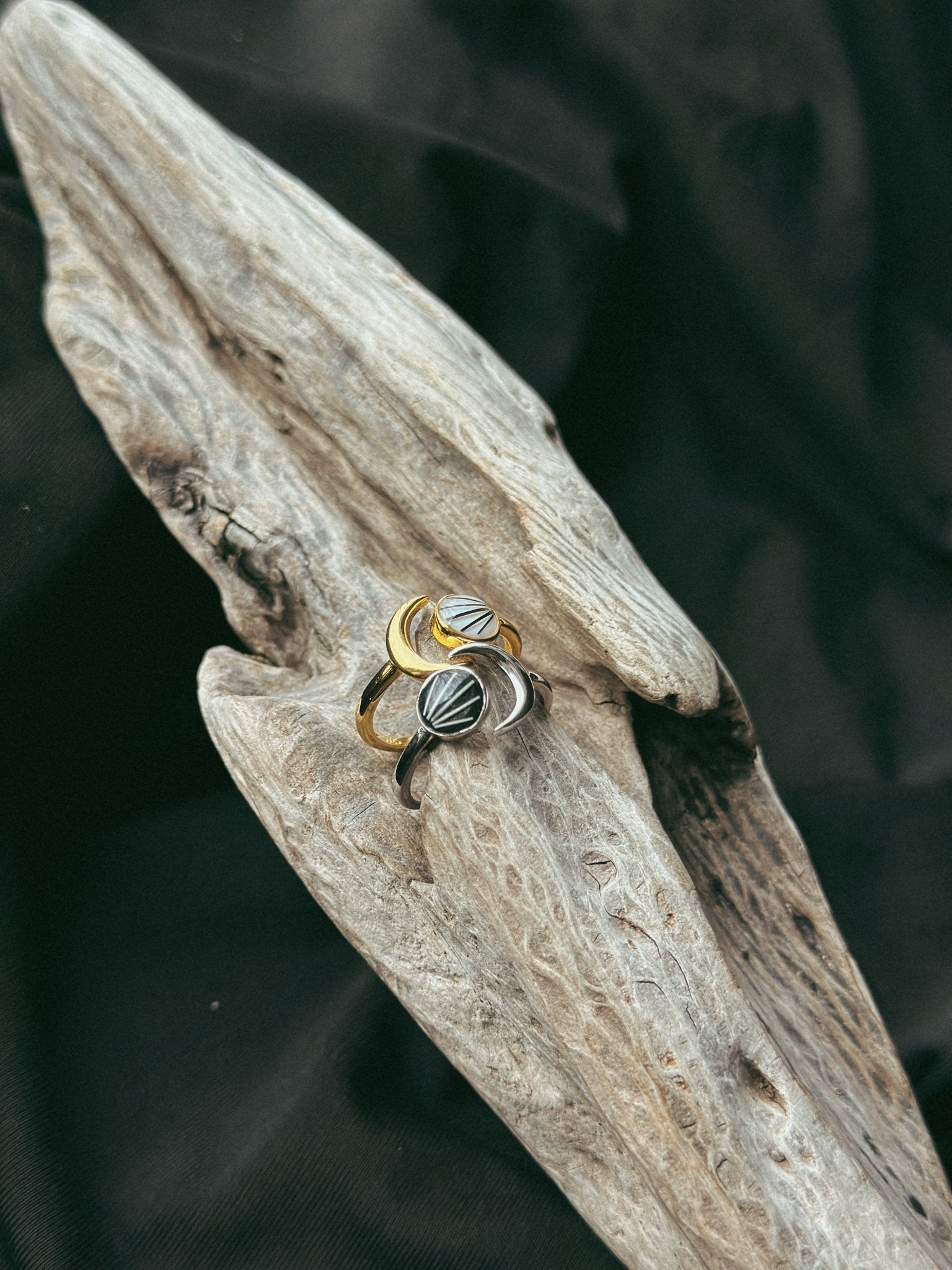 Sterling Silver Adjustable Crescent Moon Pet Keepsake/Memorial Ring - Fallen Whiskers