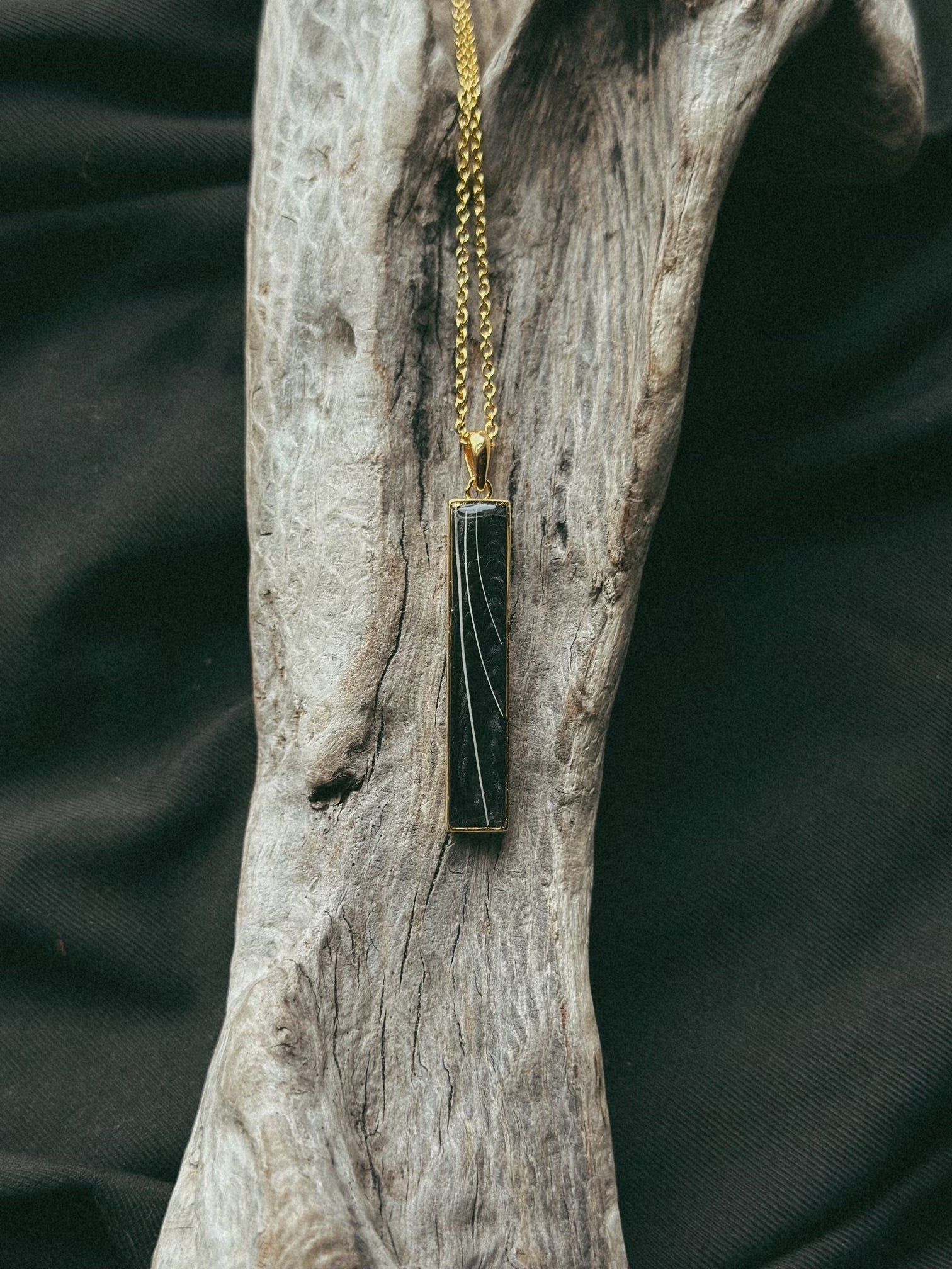 Sterling Silver Gold Plated Thin Vertical Bar Pet Keepsake/Memorial Pendant - Fallen Whiskers