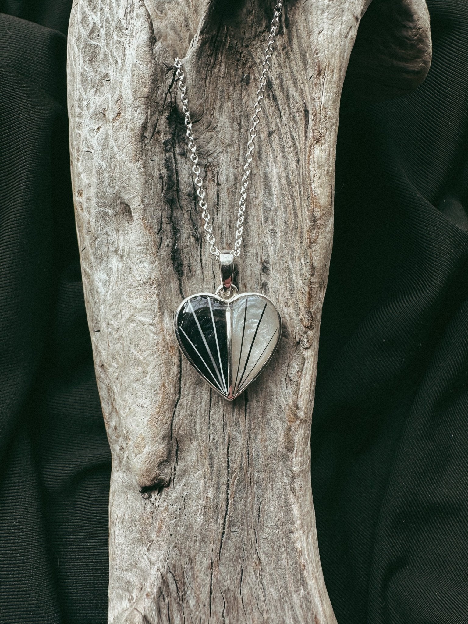 Sterling Silver Split Heart Pet Keepsake/Memorial Pendant - Fallen Whiskers