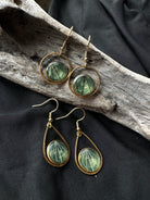 Teardrop or Round Gold Plated Pet Keepsake/Memorial Dangle Earrings - Fallen Whiskers