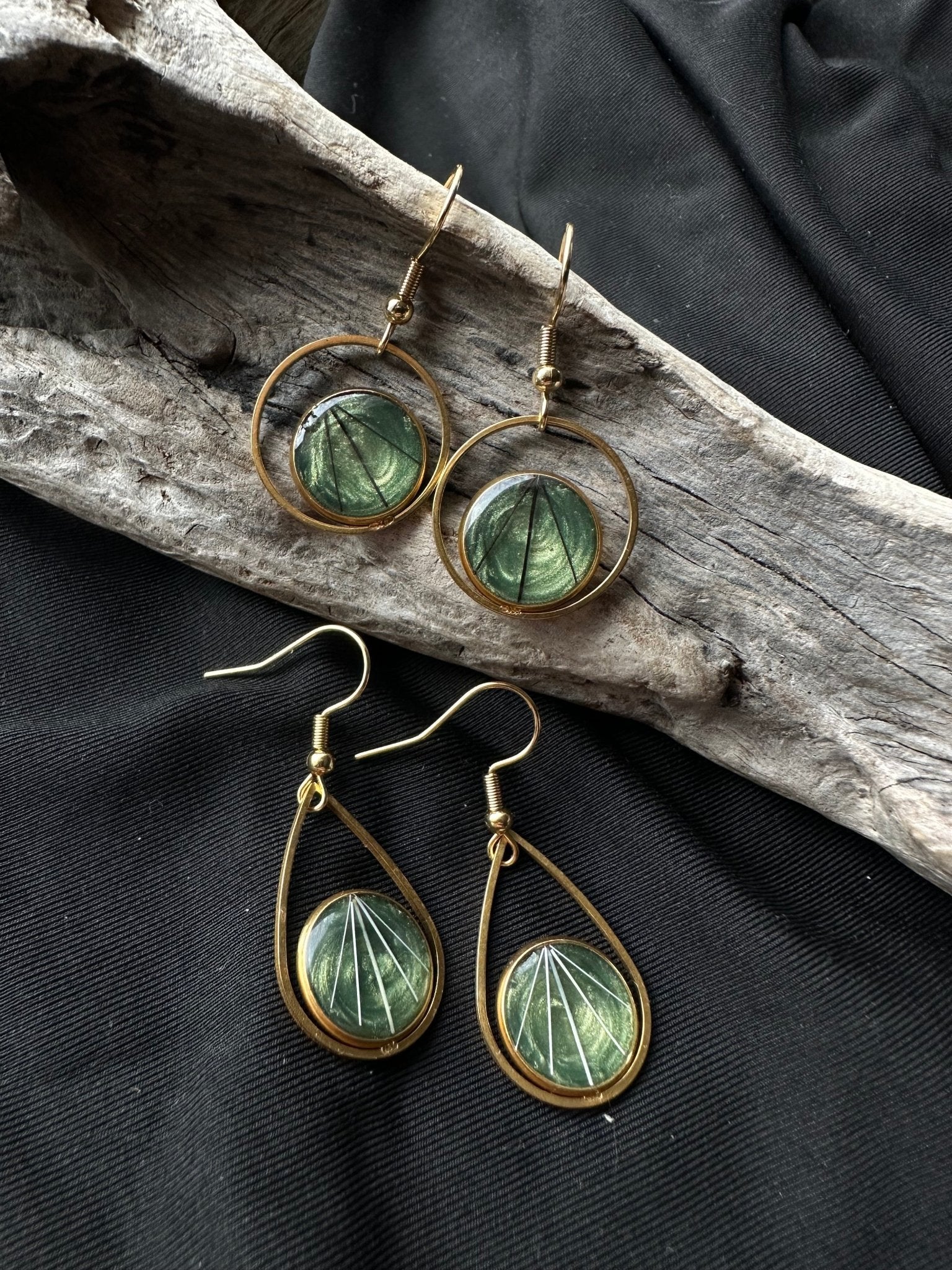 Teardrop or Round Gold Plated Pet Keepsake/Memorial Dangle Earrings - Fallen Whiskers