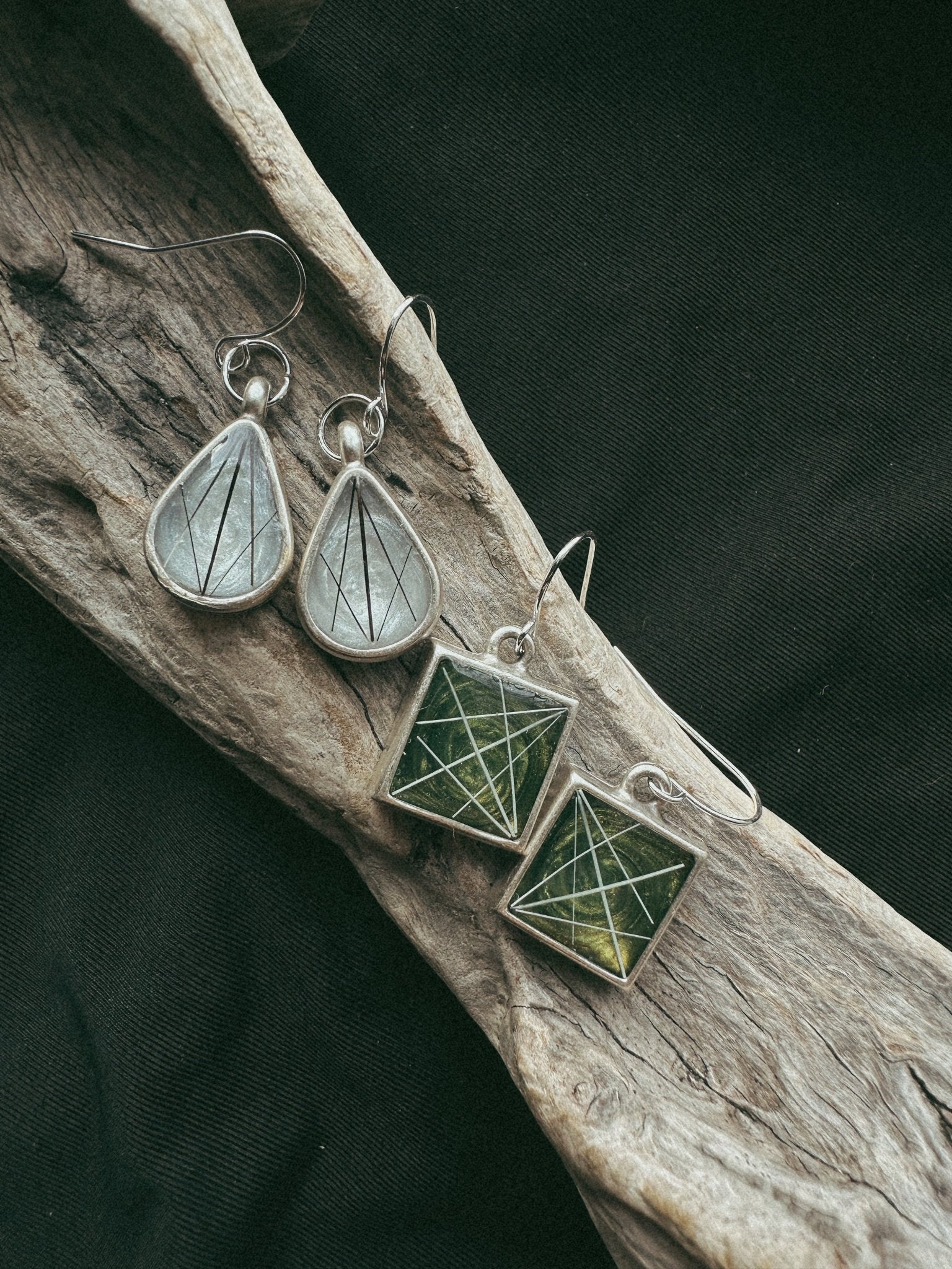 Teardrop or Square Pet Keepsake/Memorial Dangle Earrings - Fallen Whiskers