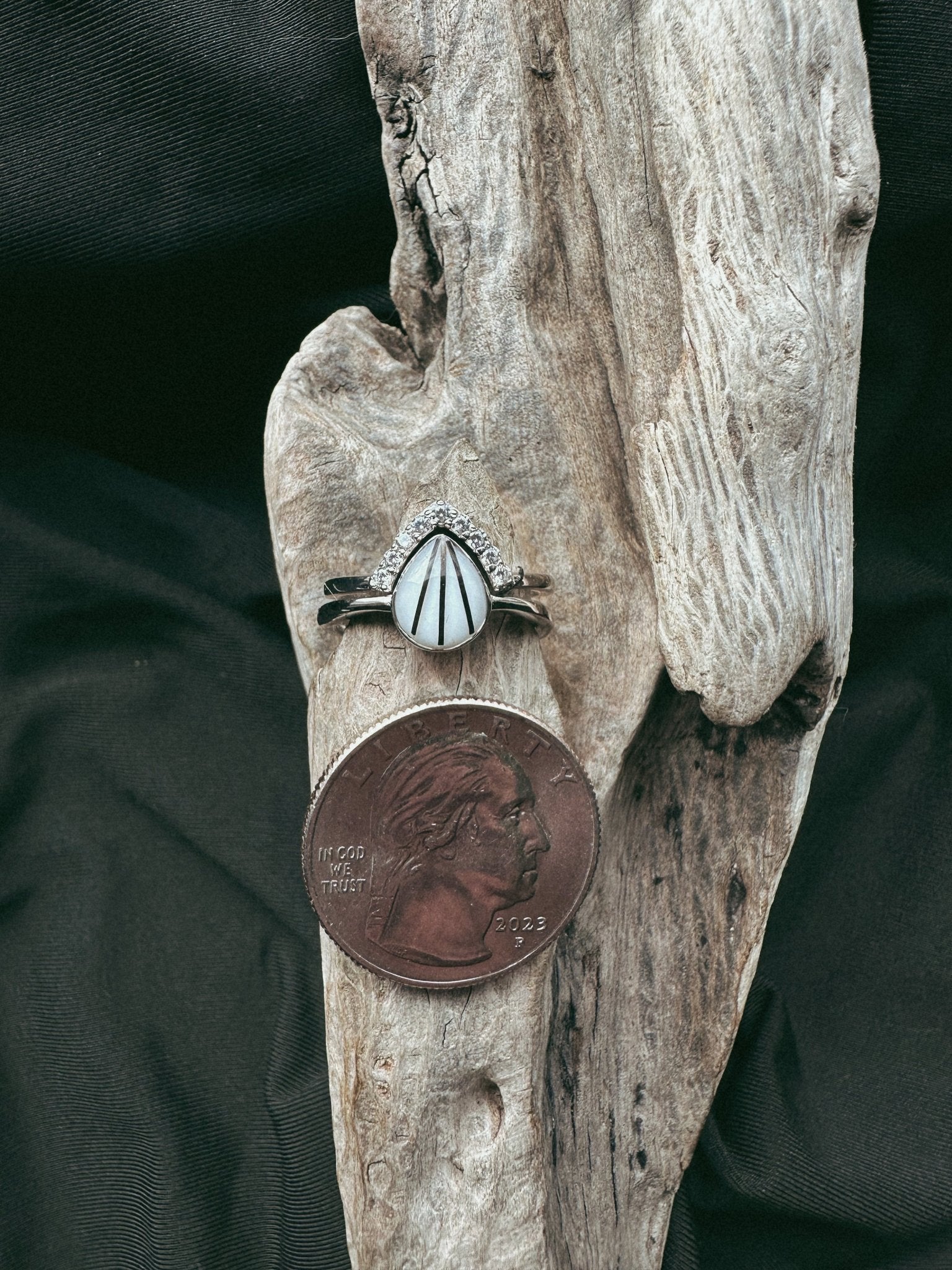 Teardrop & Stone Stacker Pet Keepsake/Memorial Ring - Fallen Whiskers