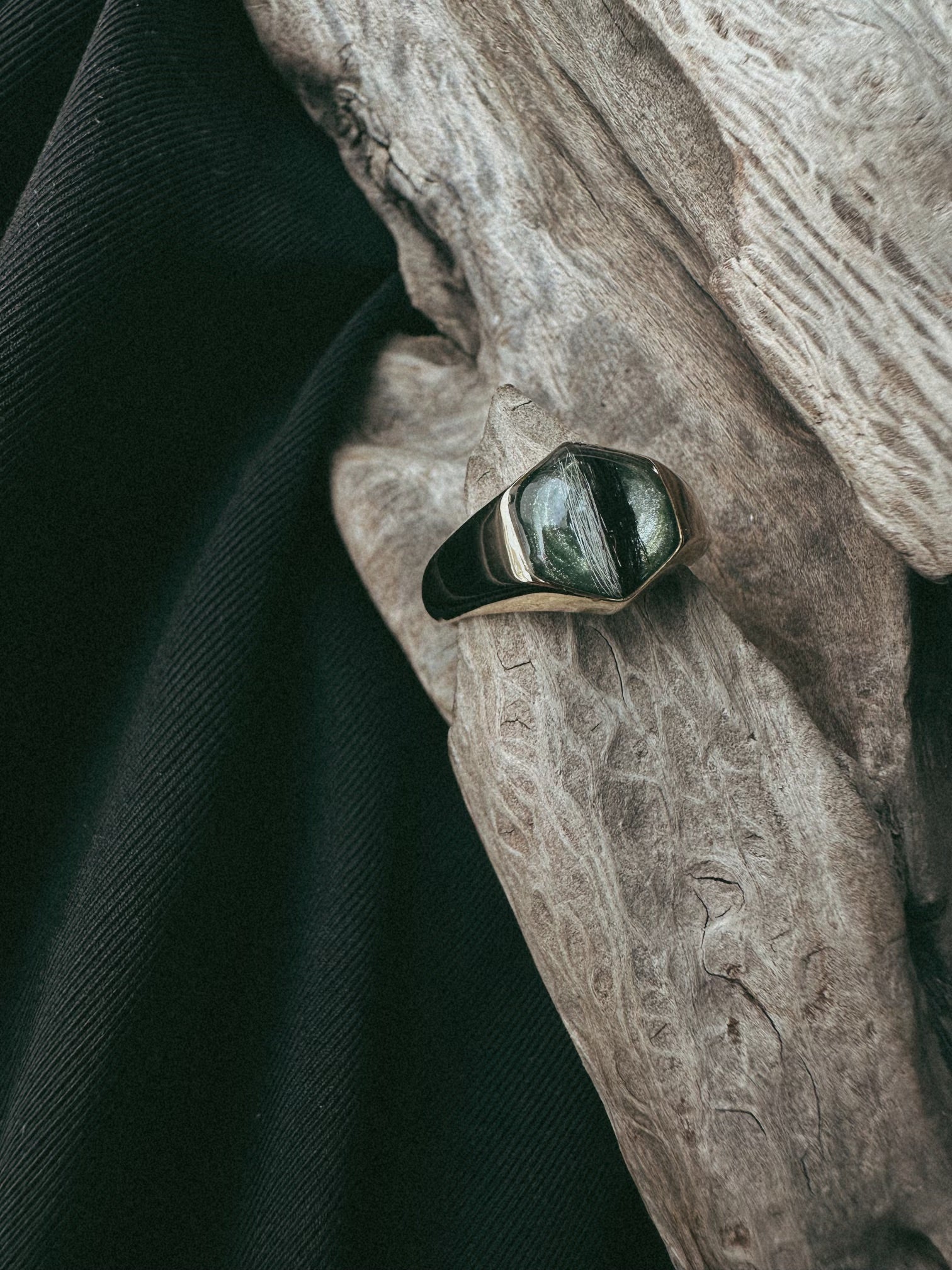 Thick Banded Hexagon Pet Keepsake/Memorial Ring - Fallen Whiskers