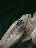 Vertical Rectangle and Stone Pet Keepsake/Memorial Ring - Fallen Whiskers